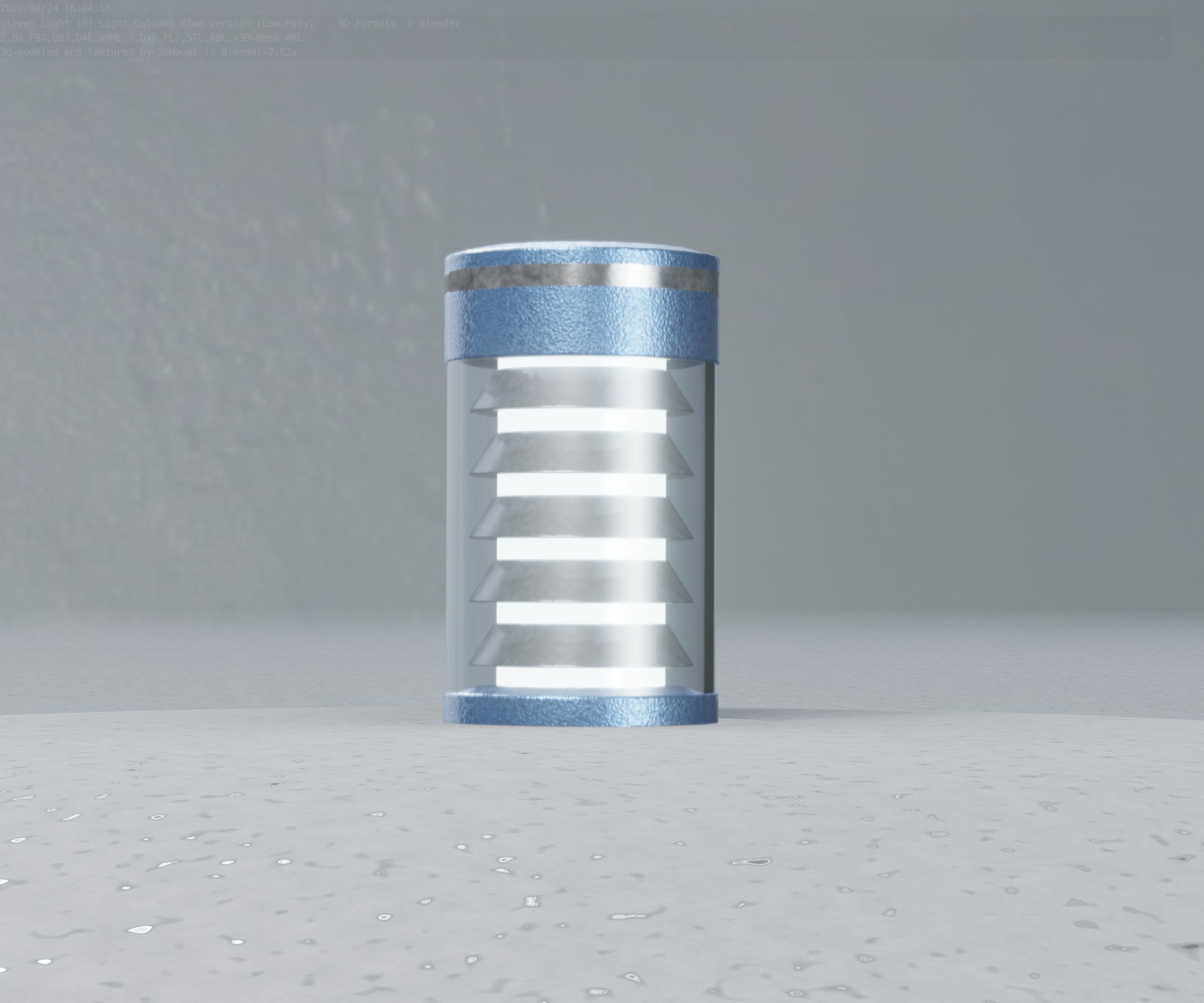 Low-Poly Blue Light Column 1 - Street Light Set-9 Low-poly 3D model_47