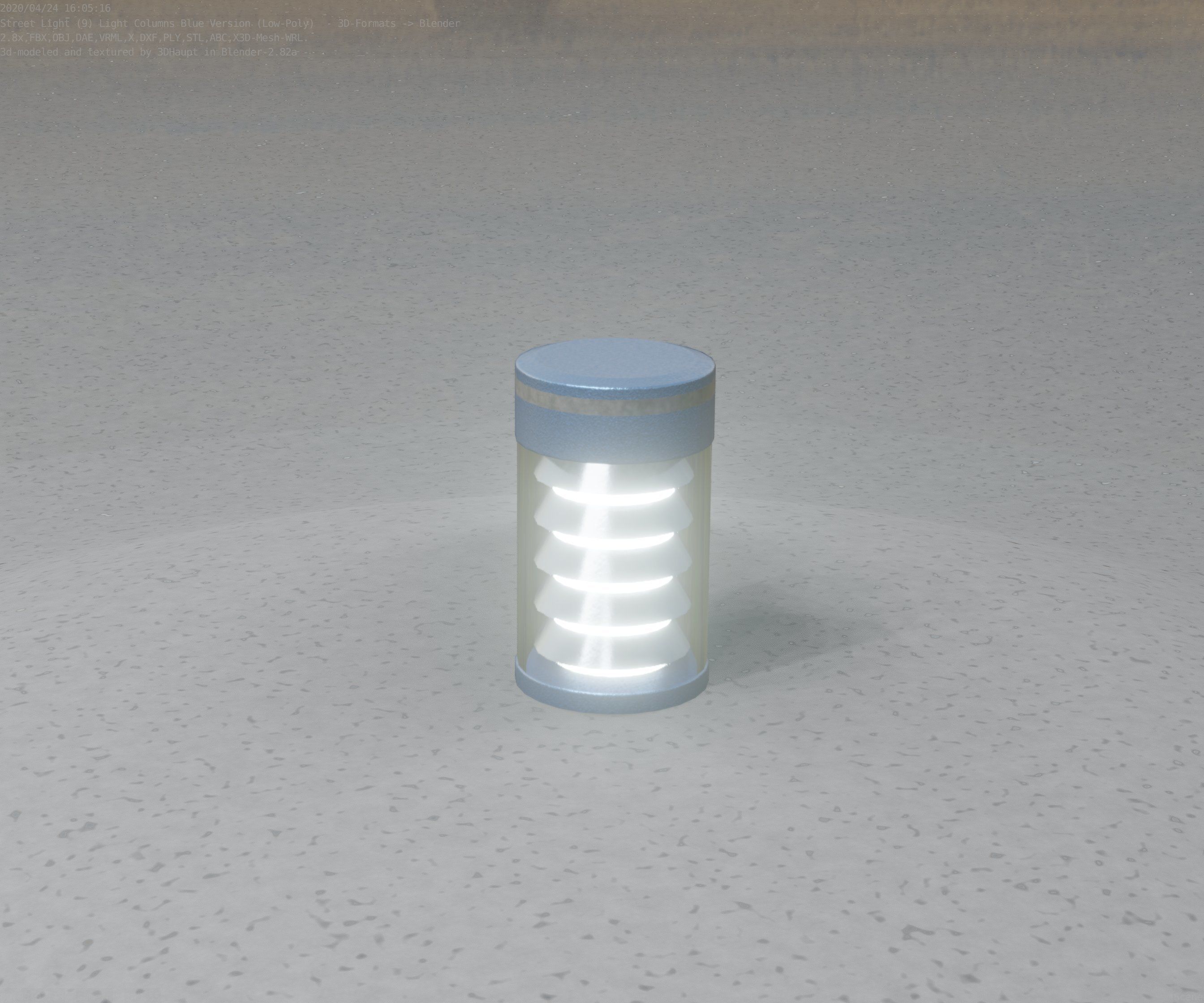 Low-Poly Blue Light Column 1 - Street Light Set-9 Low-poly 3D model_76