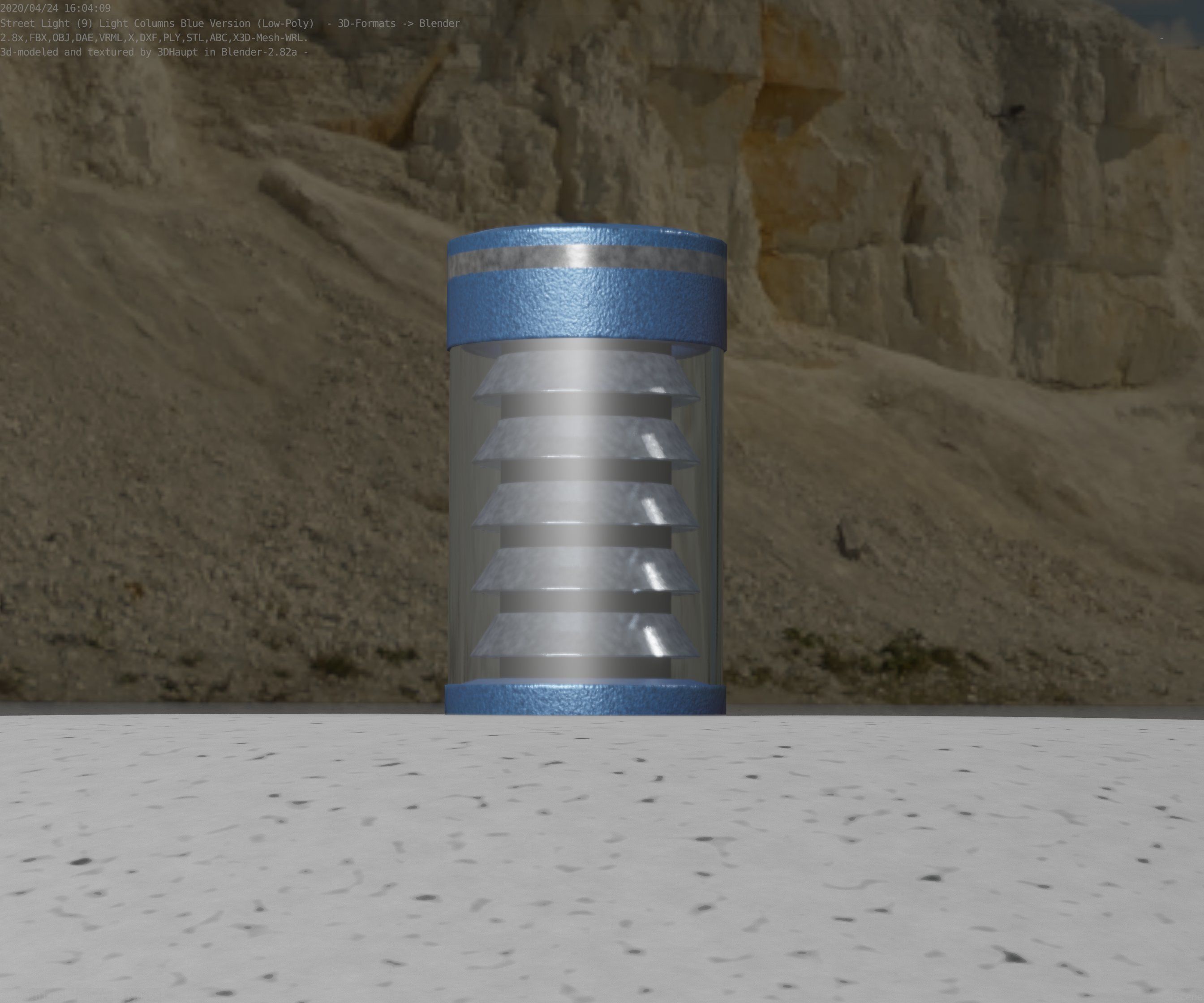 Low-Poly Blue Light Column 1 - Street Light Set-9 Low-poly 3D model_43