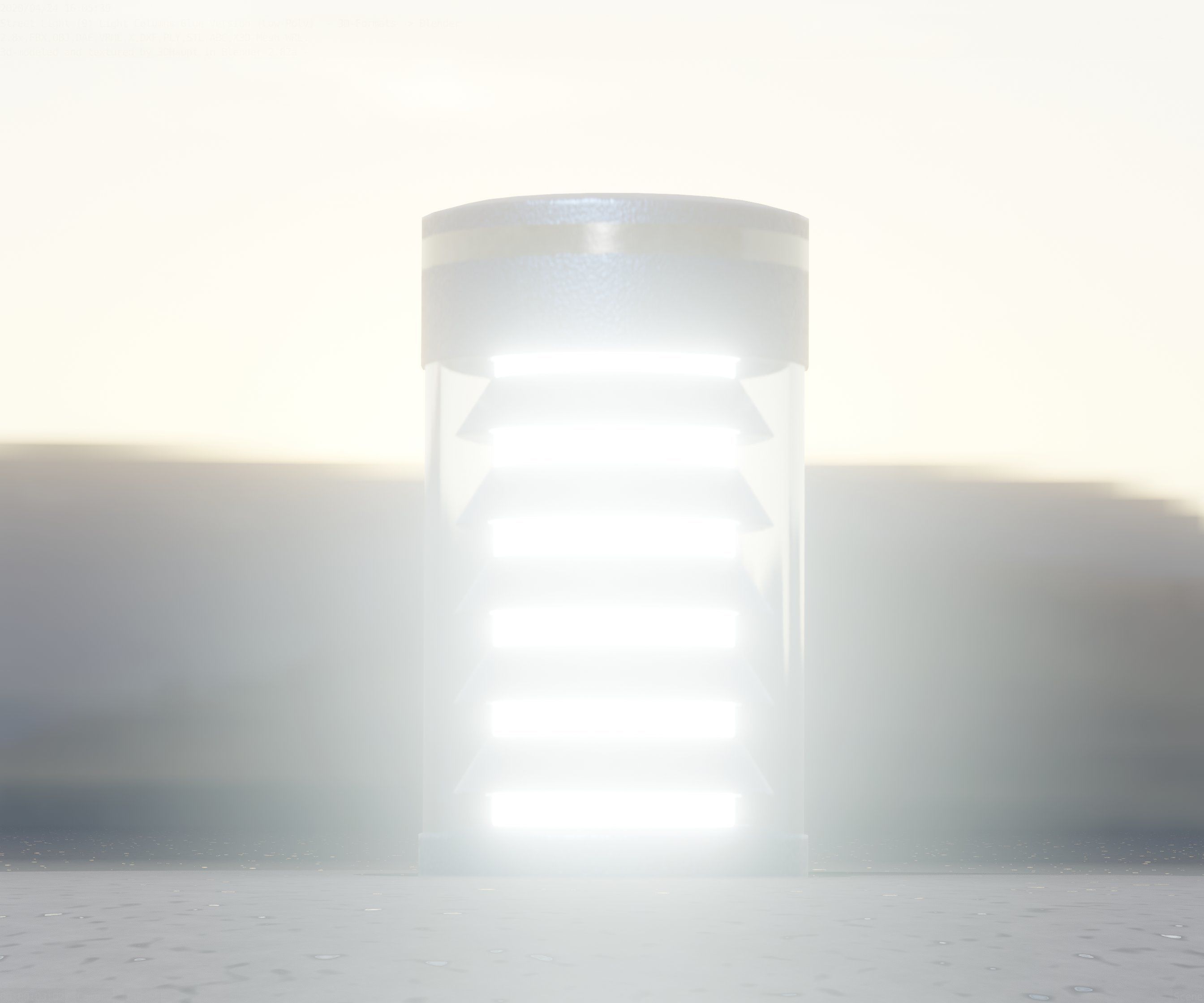 Low-Poly Blue Light Column 1 - Street Light Set-9 Low-poly 3D model_11