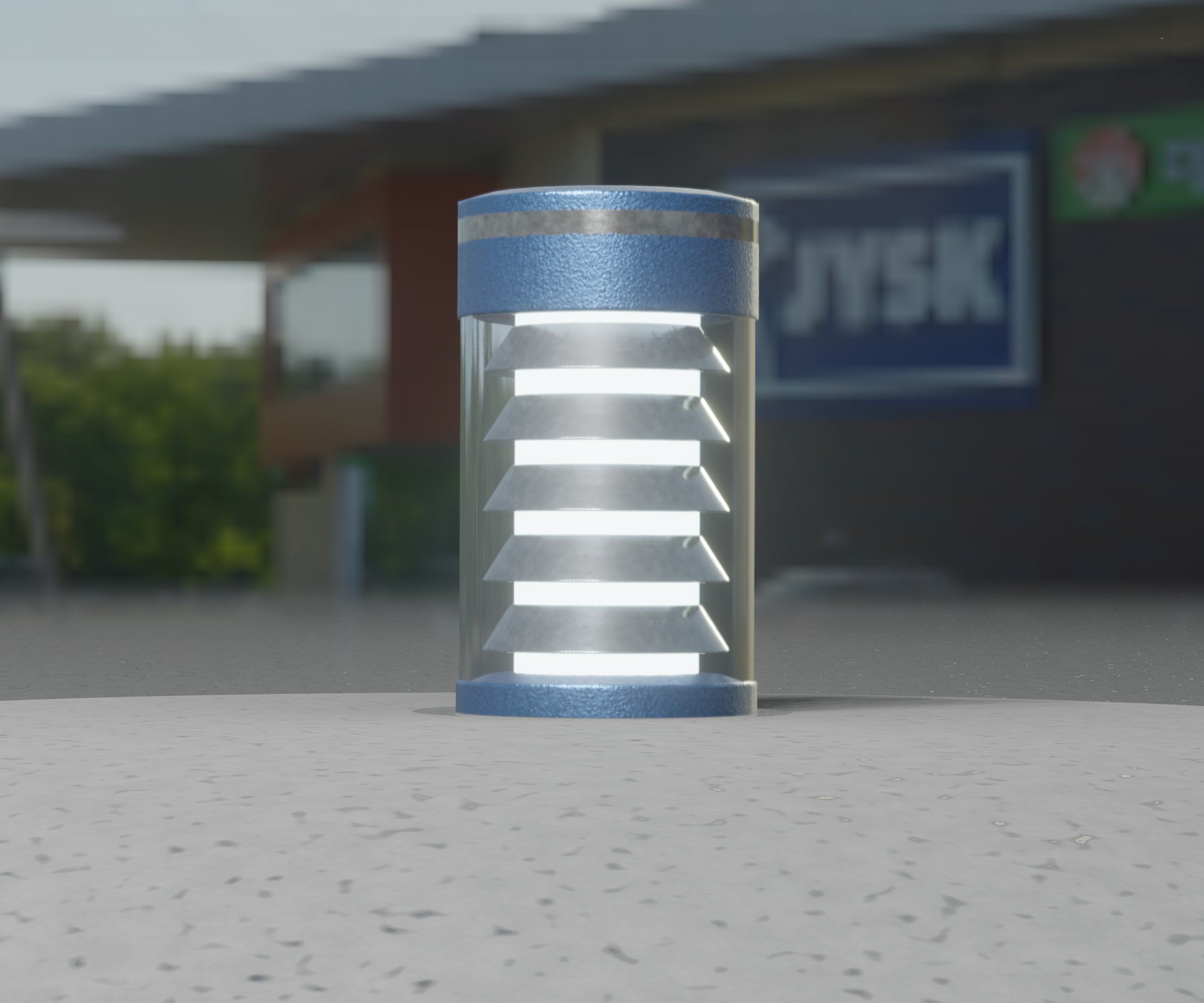 Low-Poly Blue Light Column 1 - Street Light Set-9 Low-poly 3D model_35