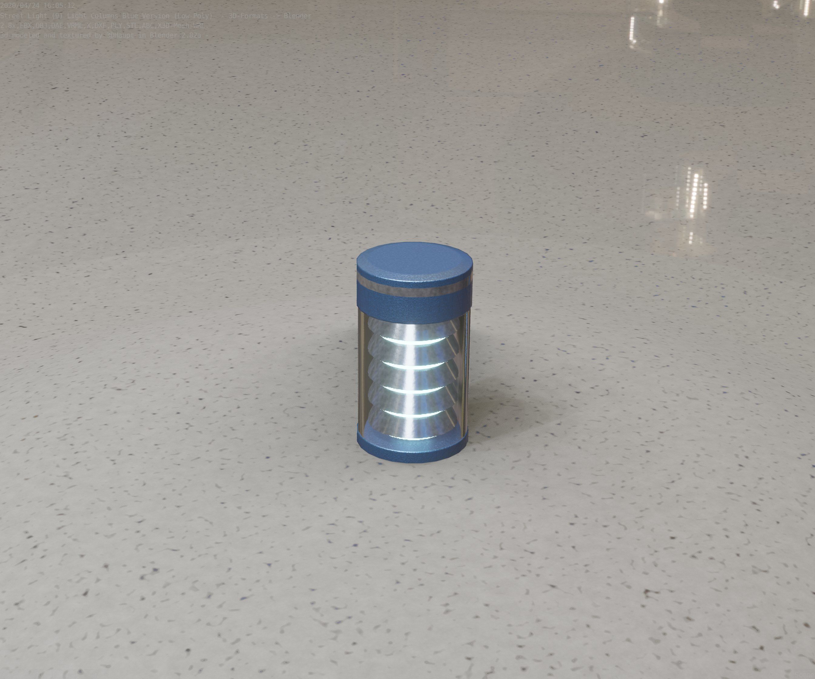 Low-Poly Blue Light Column 1 - Street Light Set-9 Low-poly 3D model_74