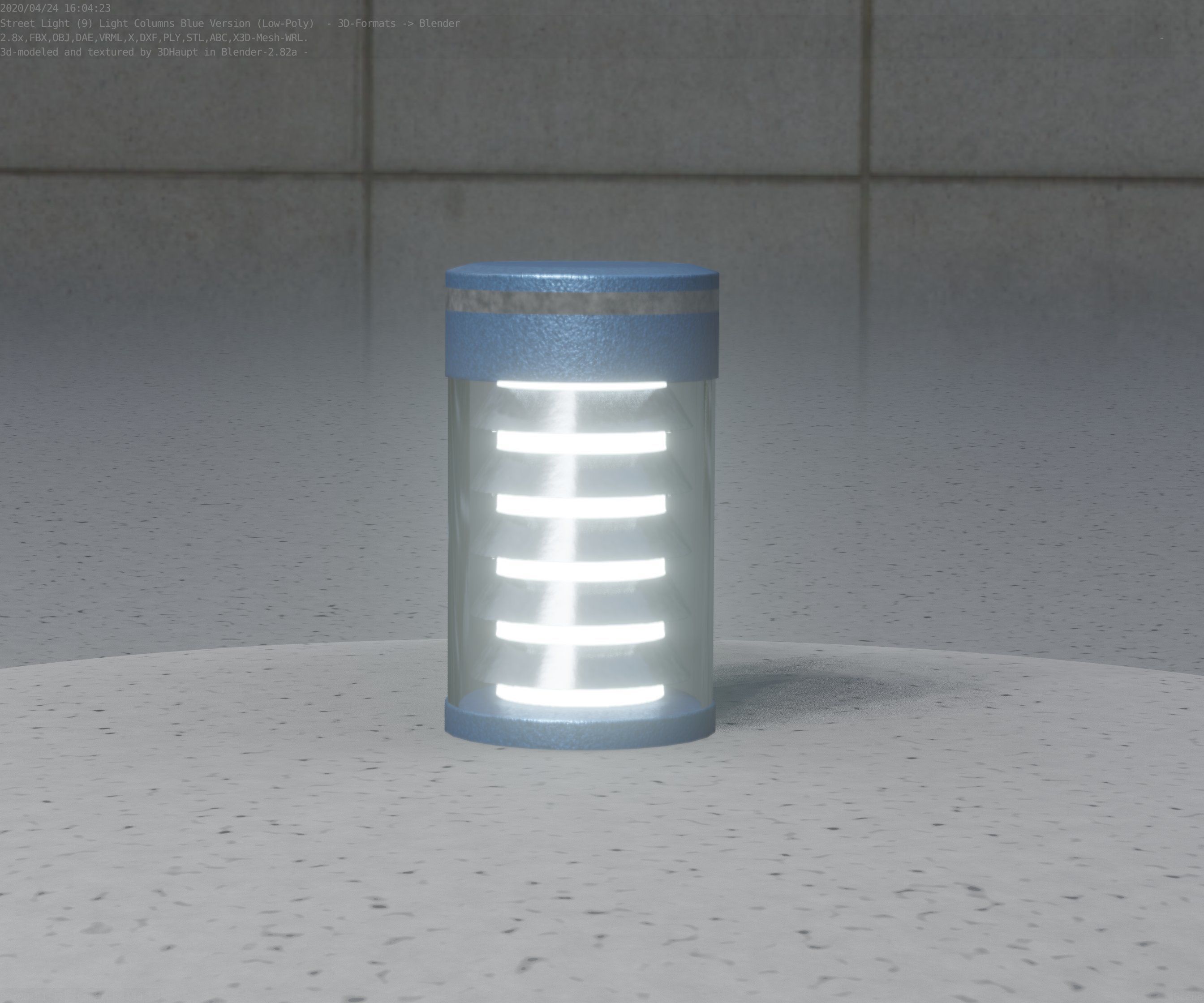Low-Poly Blue Light Column 1 - Street Light Set-9 Low-poly 3D model_51