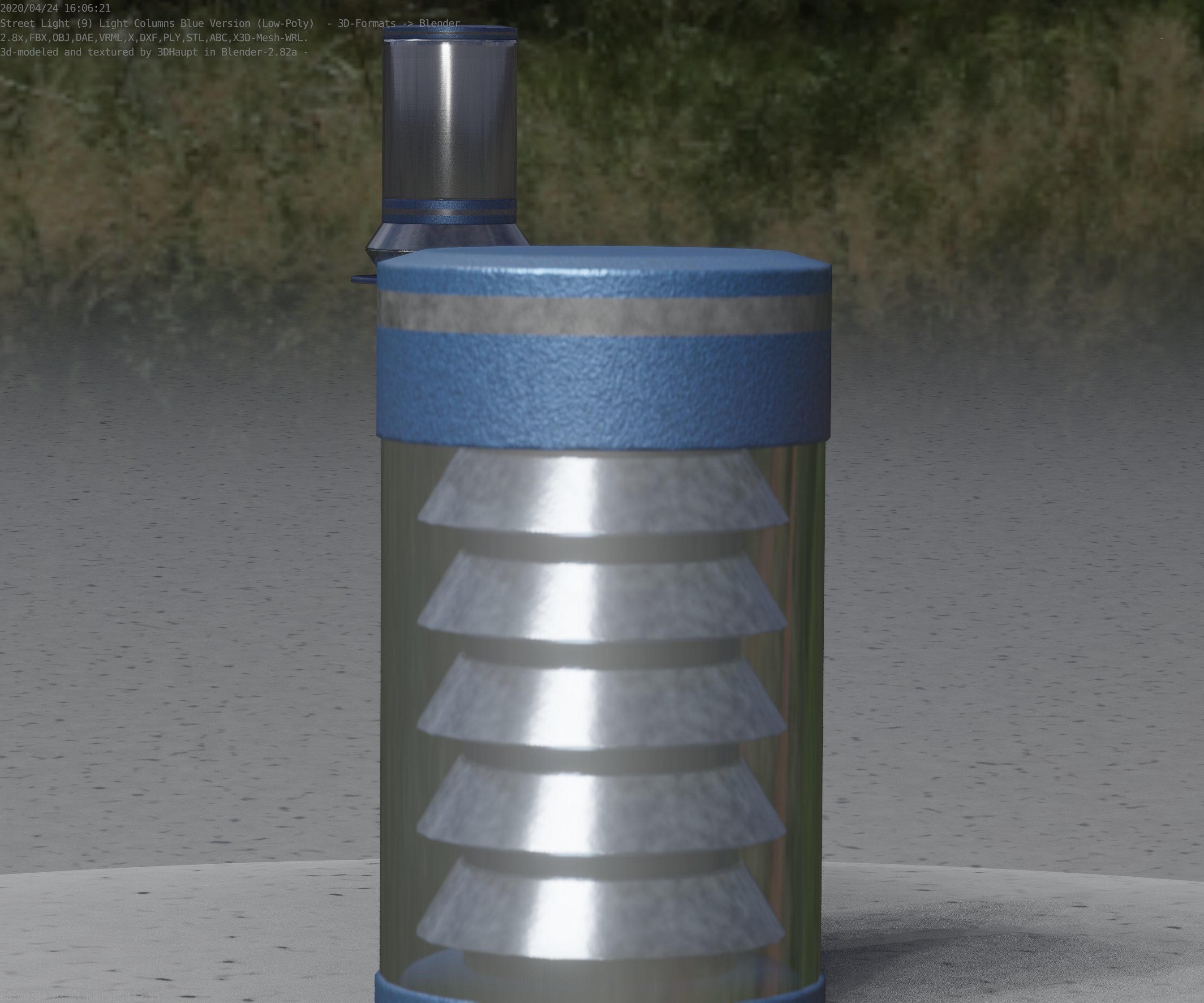 Low-Poly Blue Light Column 1 - Street Light Set-9 Low-poly 3D model_99