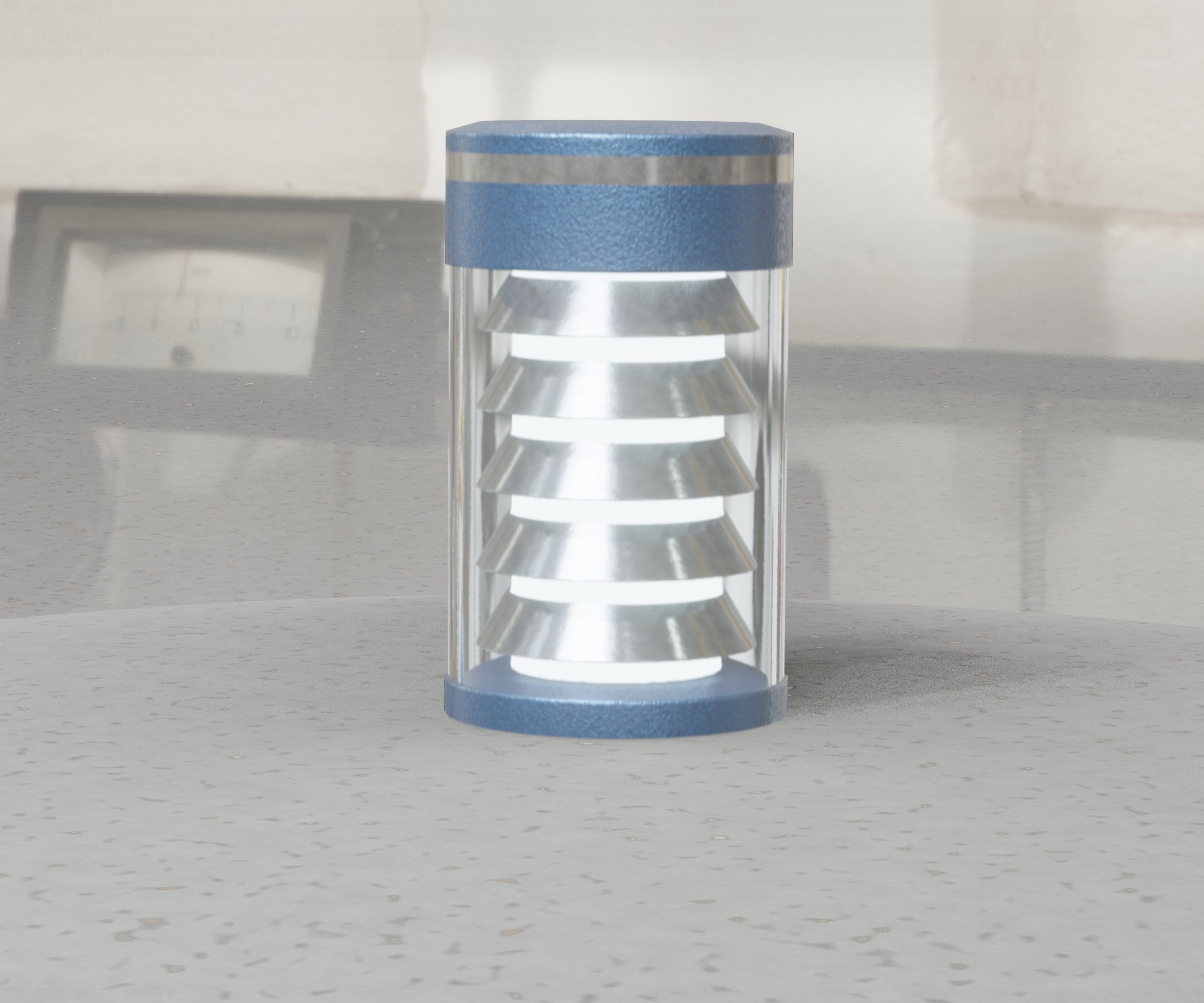 Low-Poly Blue Light Column 1 - Street Light Set-9 Low-poly 3D model_19