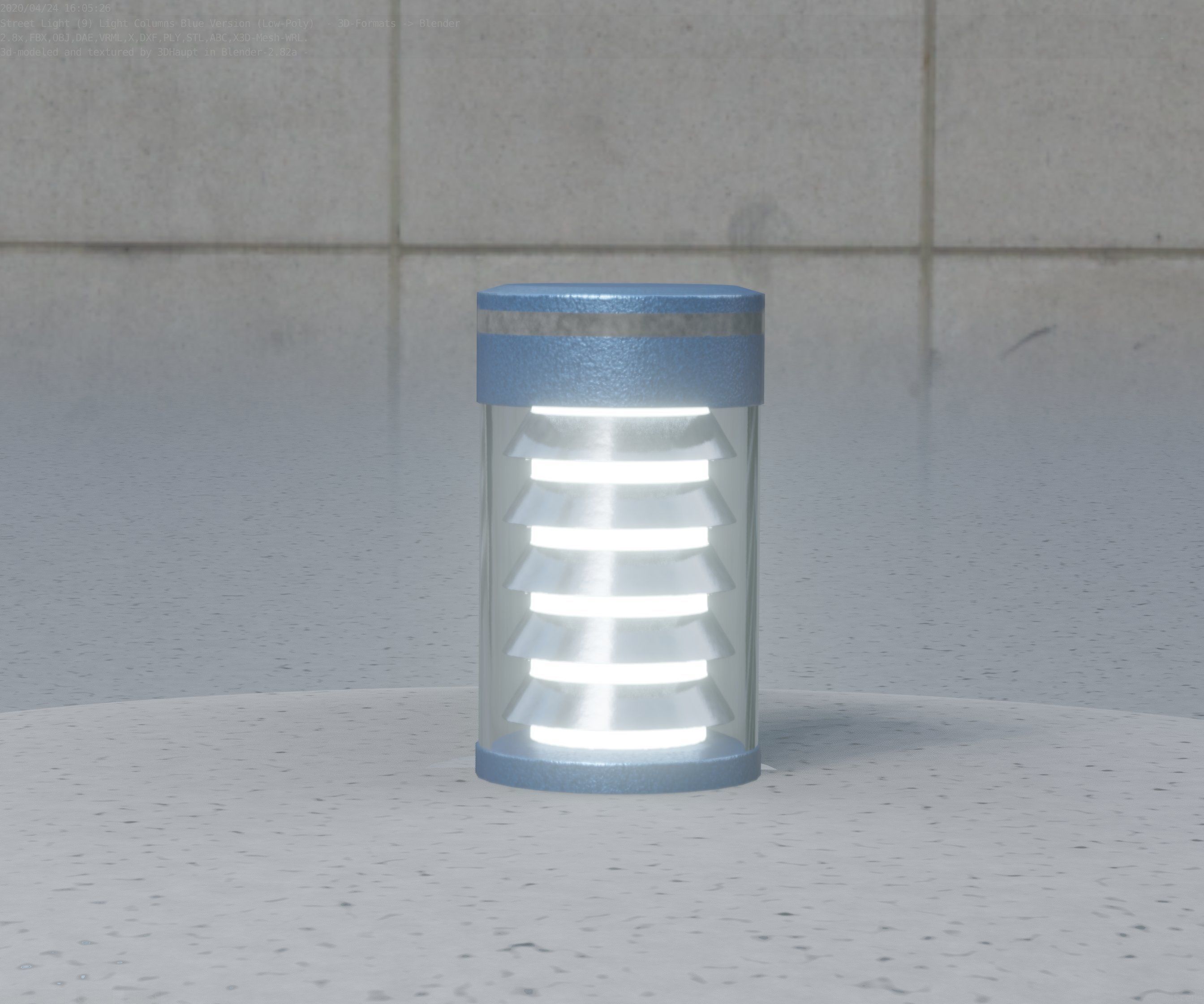 Low-Poly Blue Light Column 1 - Street Light Set-9 Low-poly 3D model_81