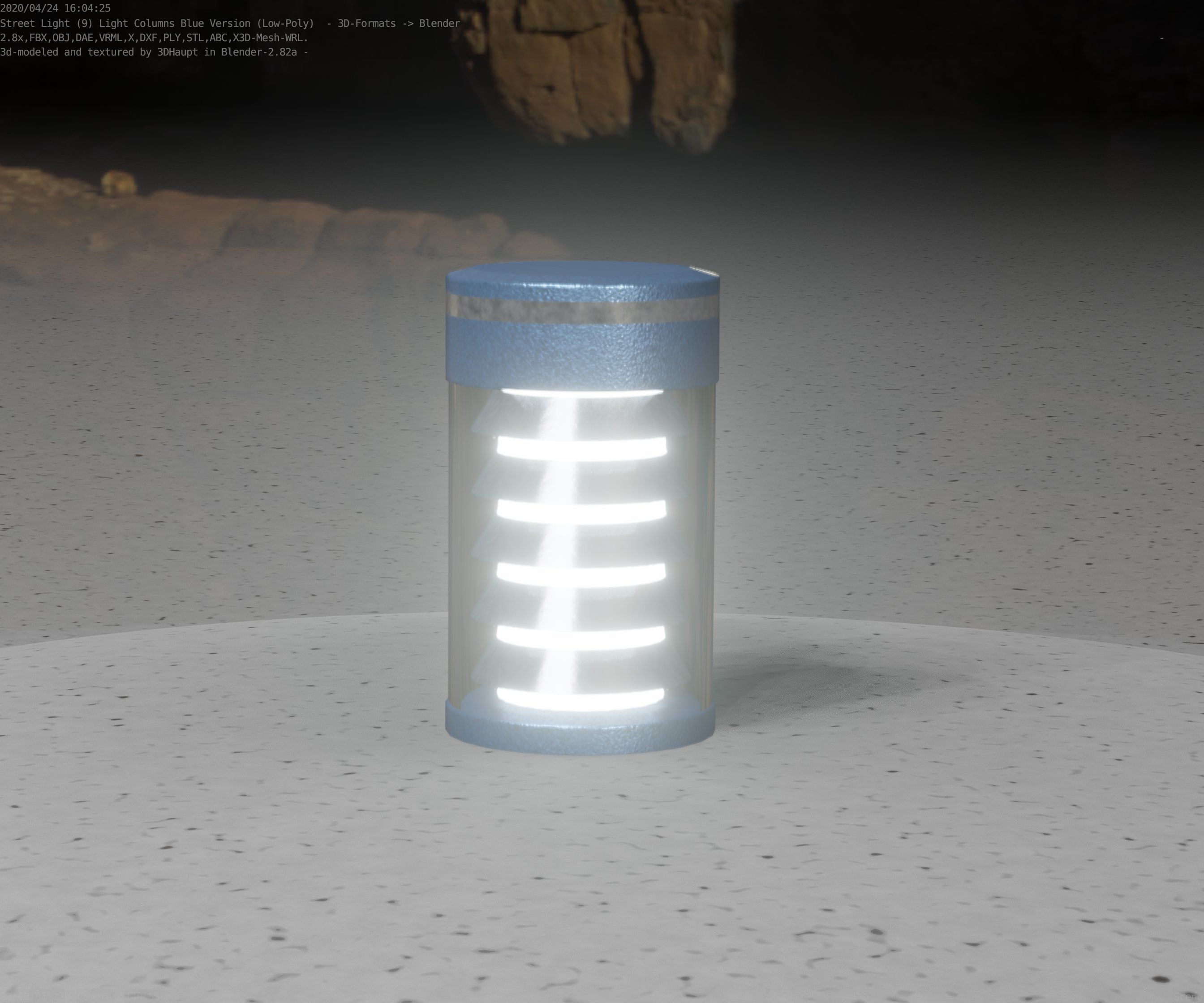 Low-Poly Blue Light Column 1 - Street Light Set-9 Low-poly 3D model_52