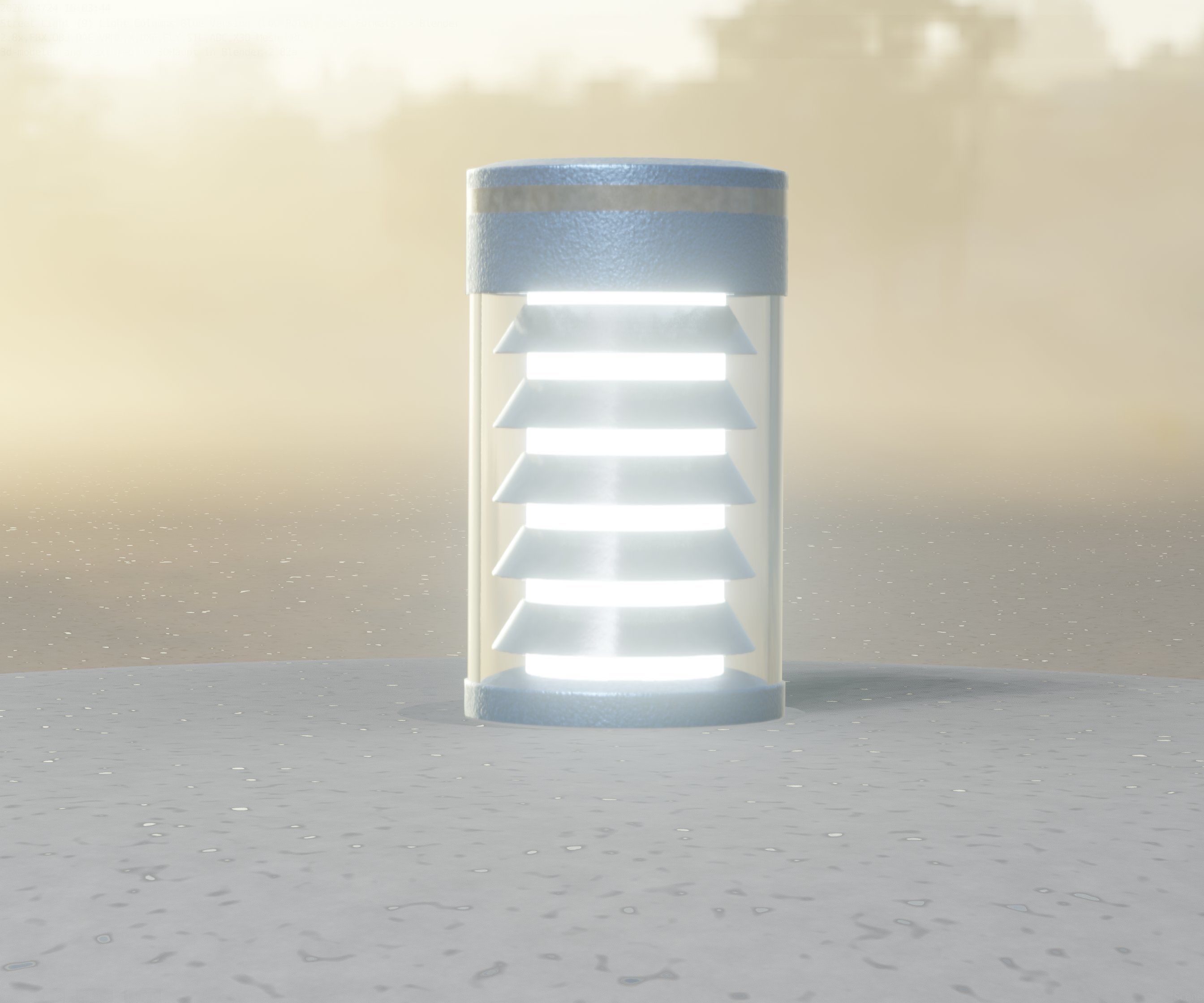 Low-Poly Blue Light Column 1 - Street Light Set-9 Low-poly 3D model_29