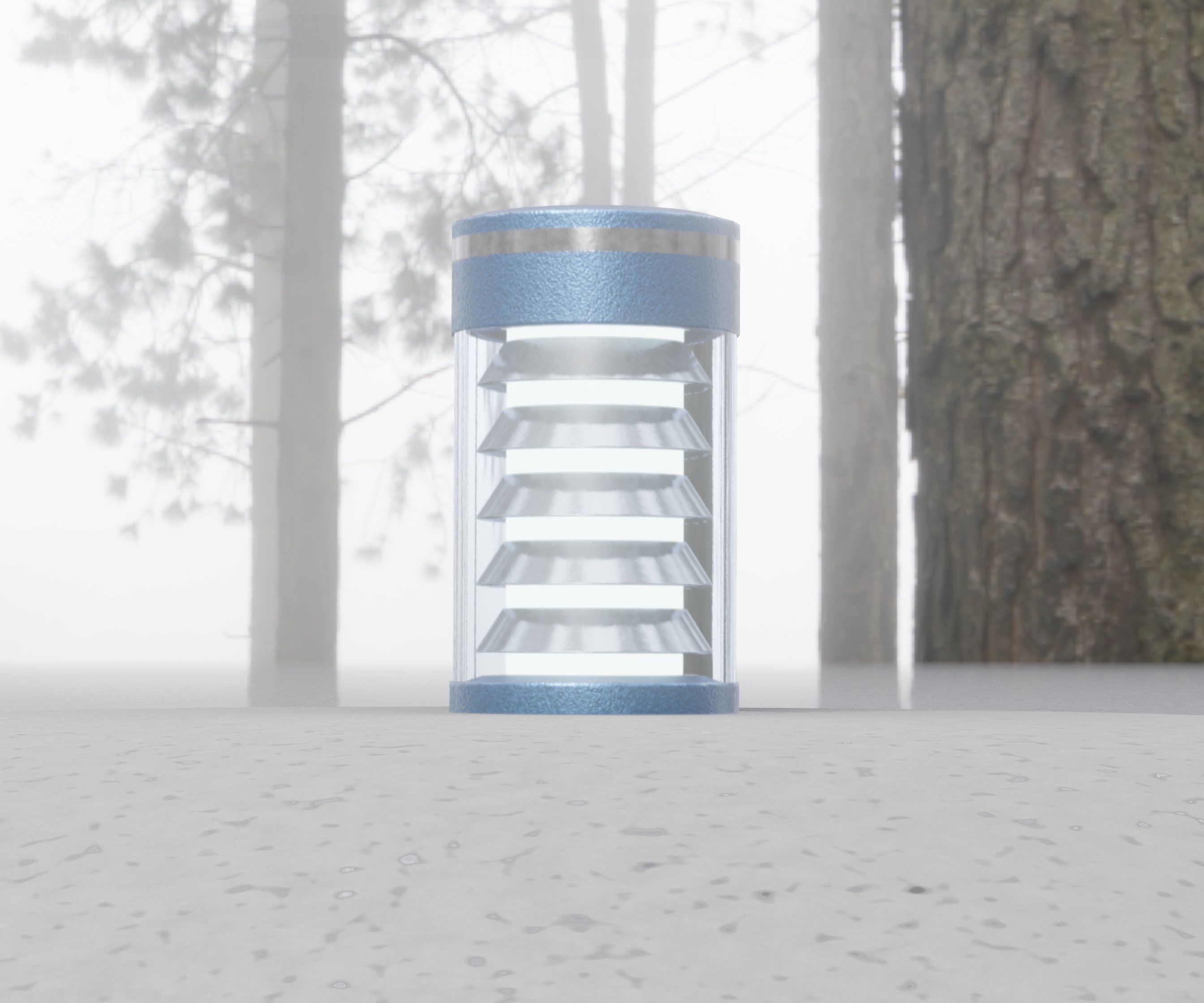 Low-Poly Blue Light Column 1 - Street Light Set-9 Low-poly 3D model_39