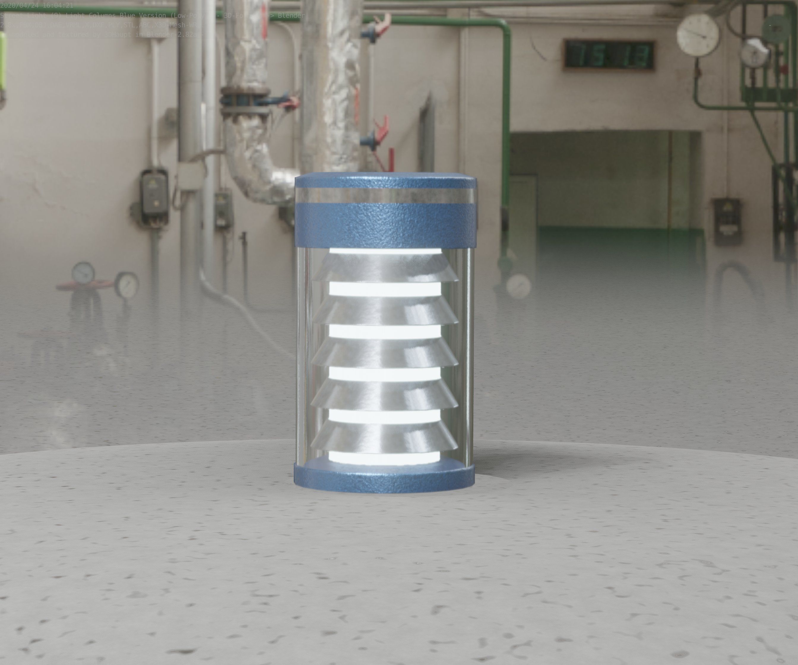 Low-Poly Blue Light Column 1 - Street Light Set-9 Low-poly 3D model_50