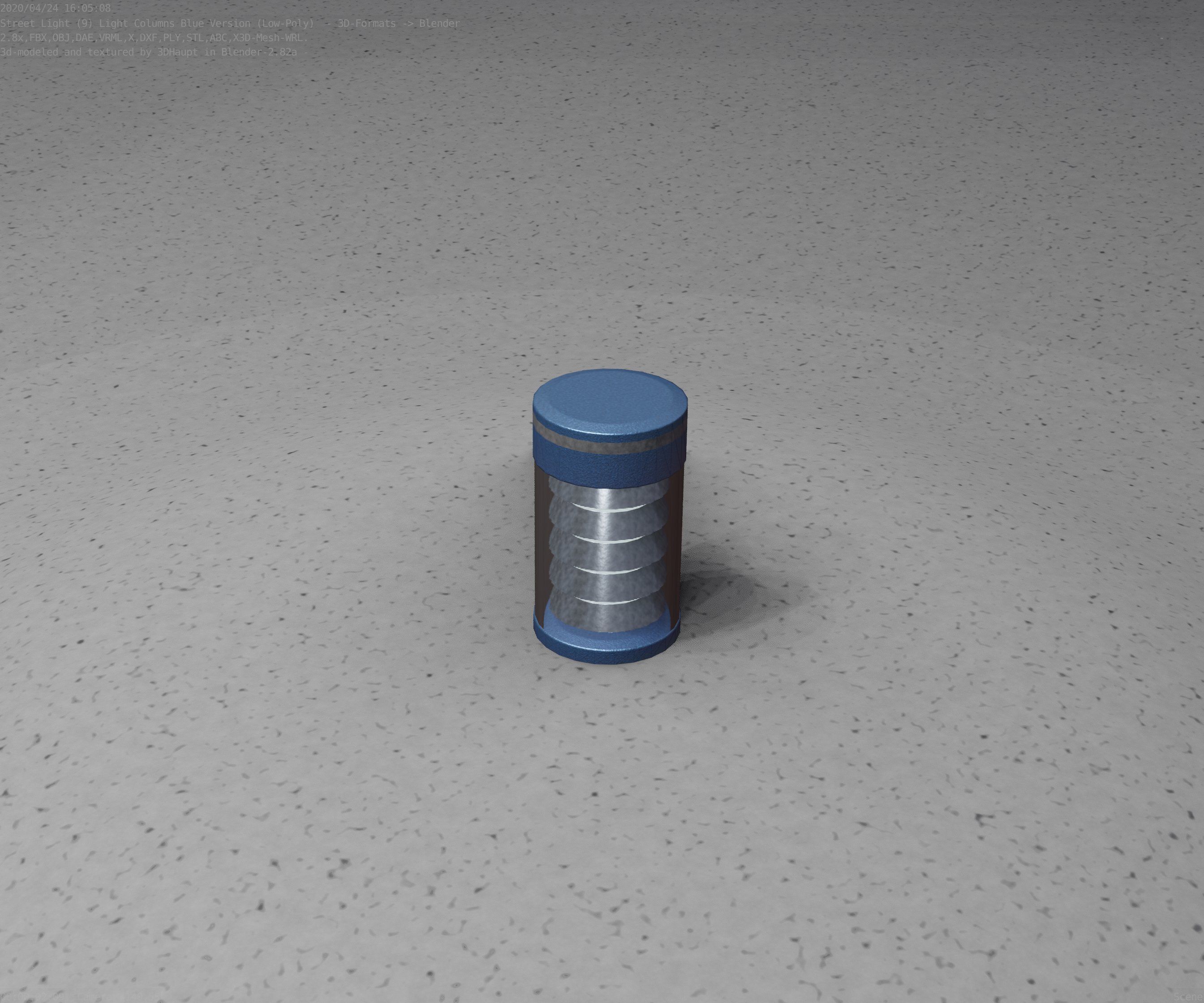 Low-Poly Blue Light Column 1 - Street Light Set-9 Low-poly 3D model_72