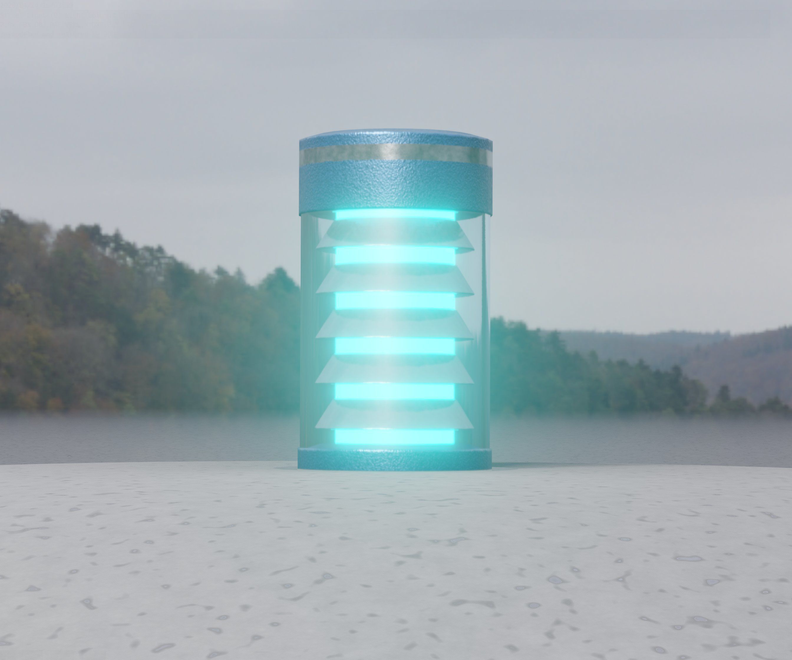 Low-Poly Blue Light Column 1 - Street Light Set-9 Low-poly 3D model_37