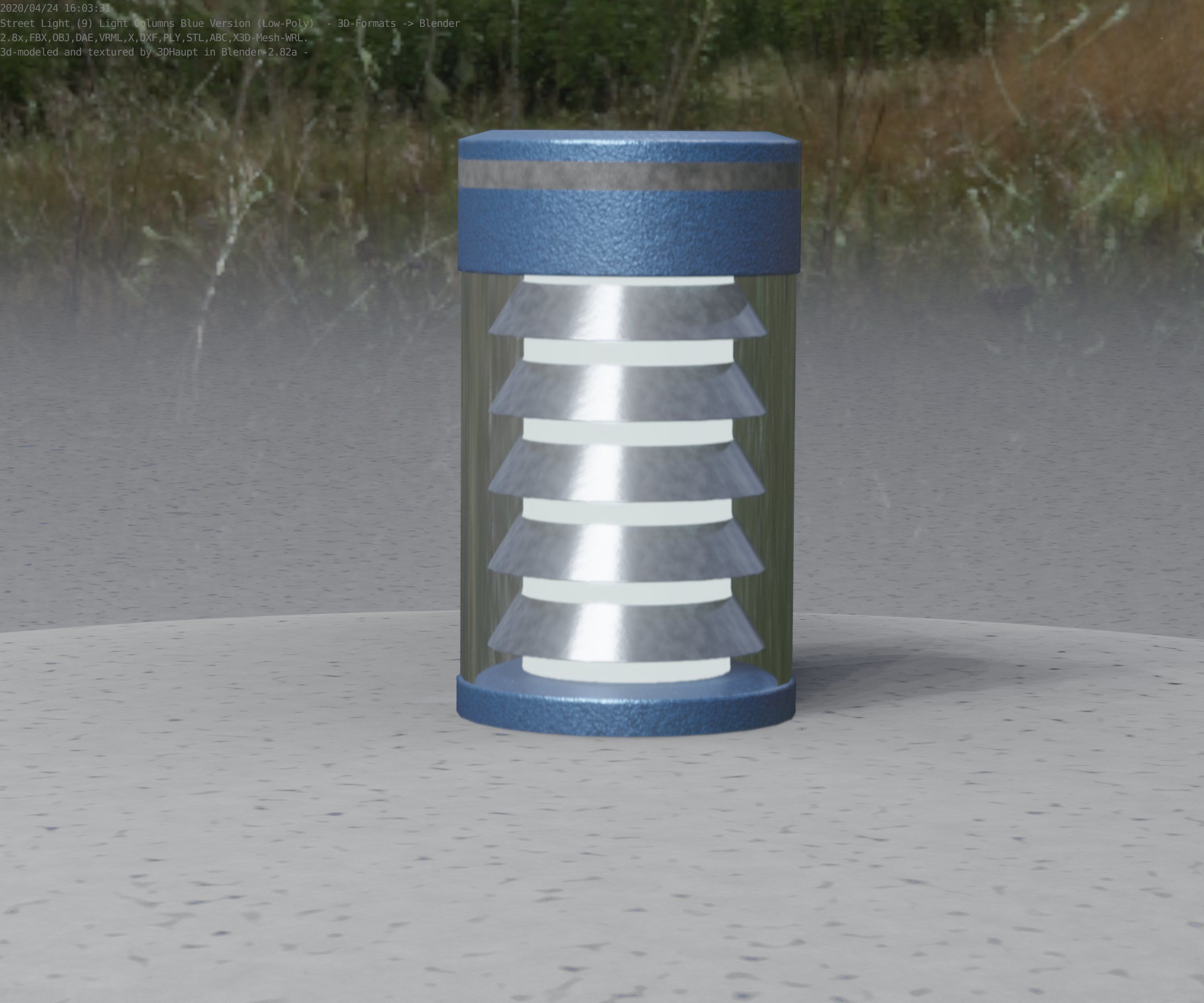 Low-Poly Blue Light Column 1 - Street Light Set-9 Low-poly 3D model_22