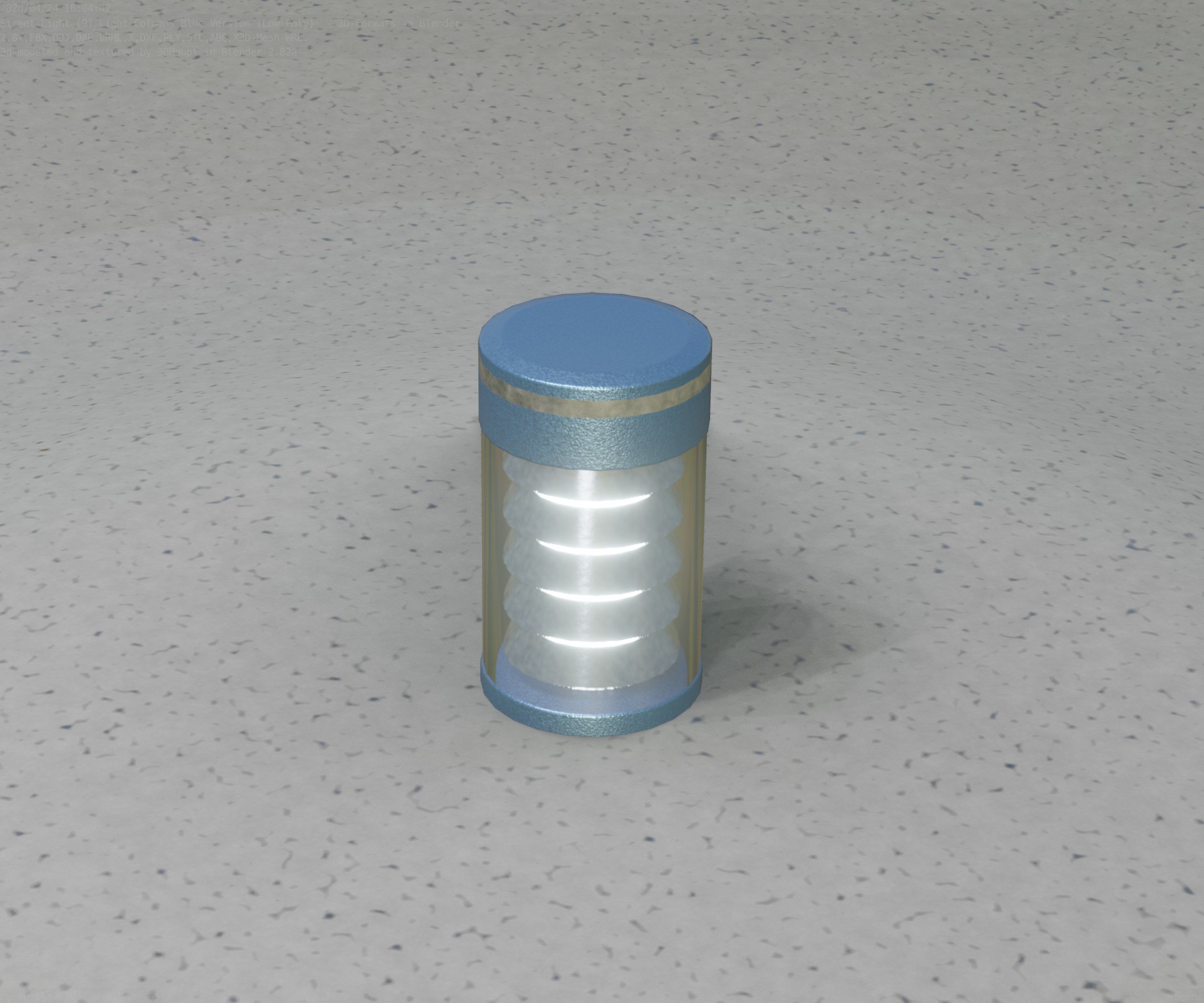 Low-Poly Blue Light Column 1 - Street Light Set-9 Low-poly 3D model_4