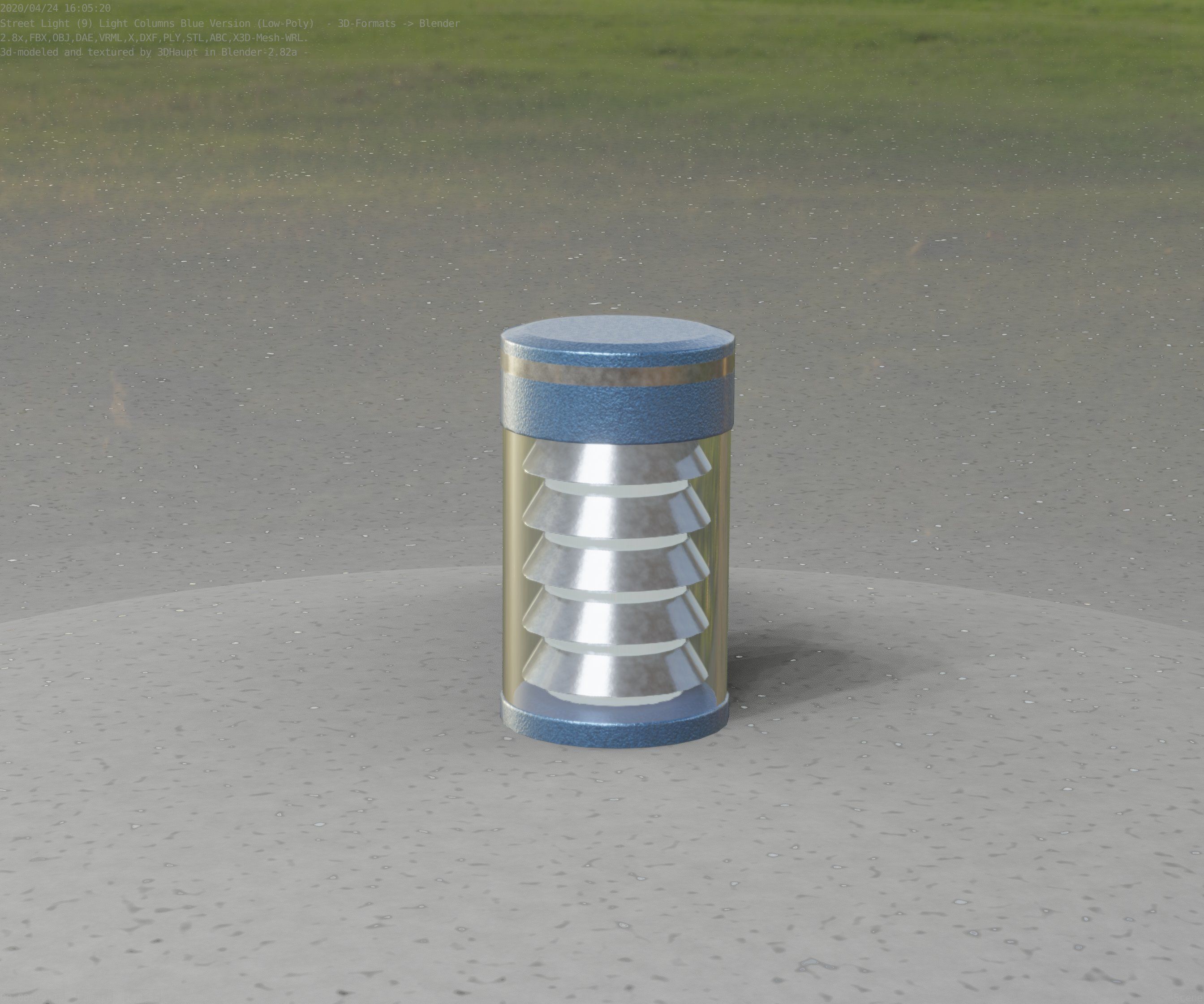 Low-Poly Blue Light Column 1 - Street Light Set-9 Low-poly 3D model_78