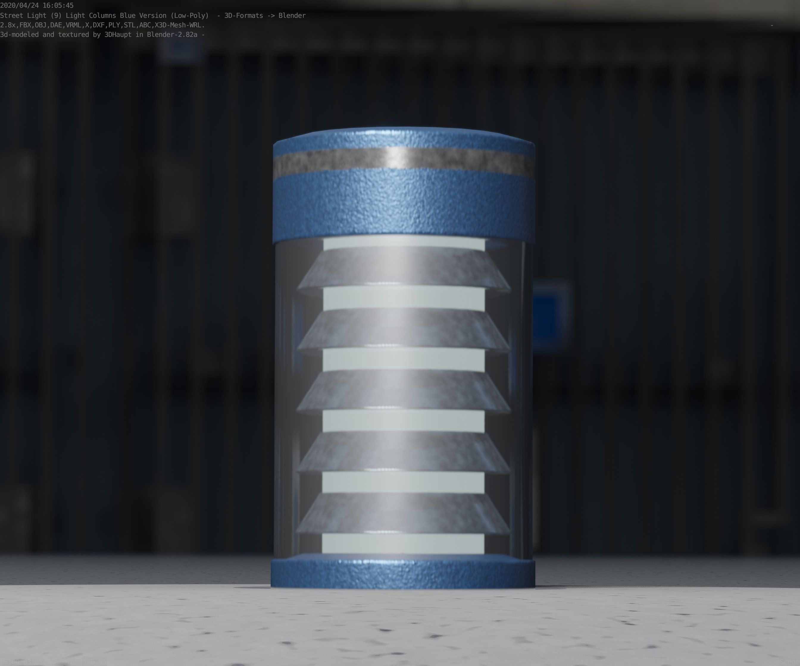 Low-Poly Blue Light Column 1 - Street Light Set-9 Low-poly 3D model_14