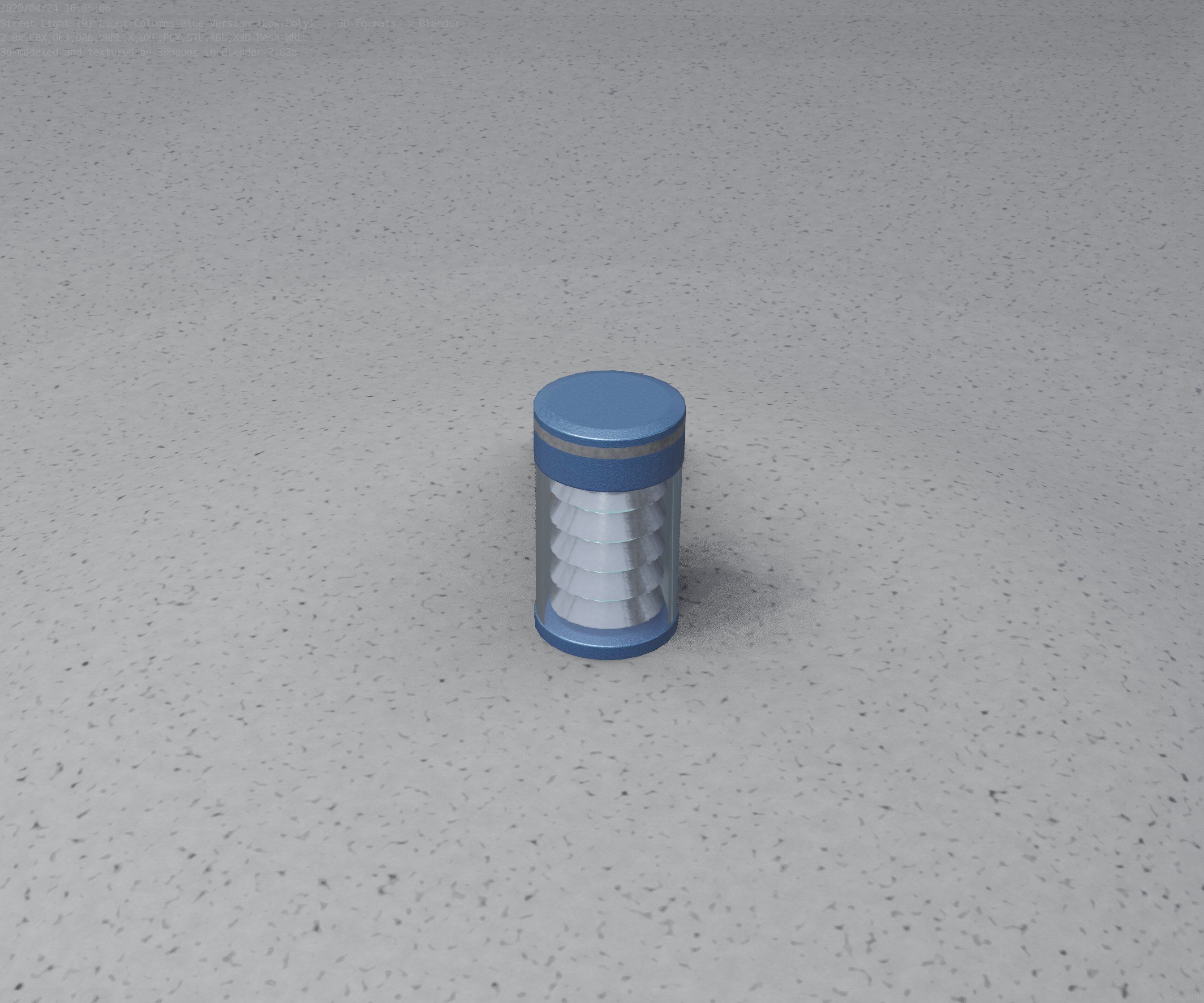 Low-Poly Blue Light Column 1 - Street Light Set-9 Low-poly 3D model_71