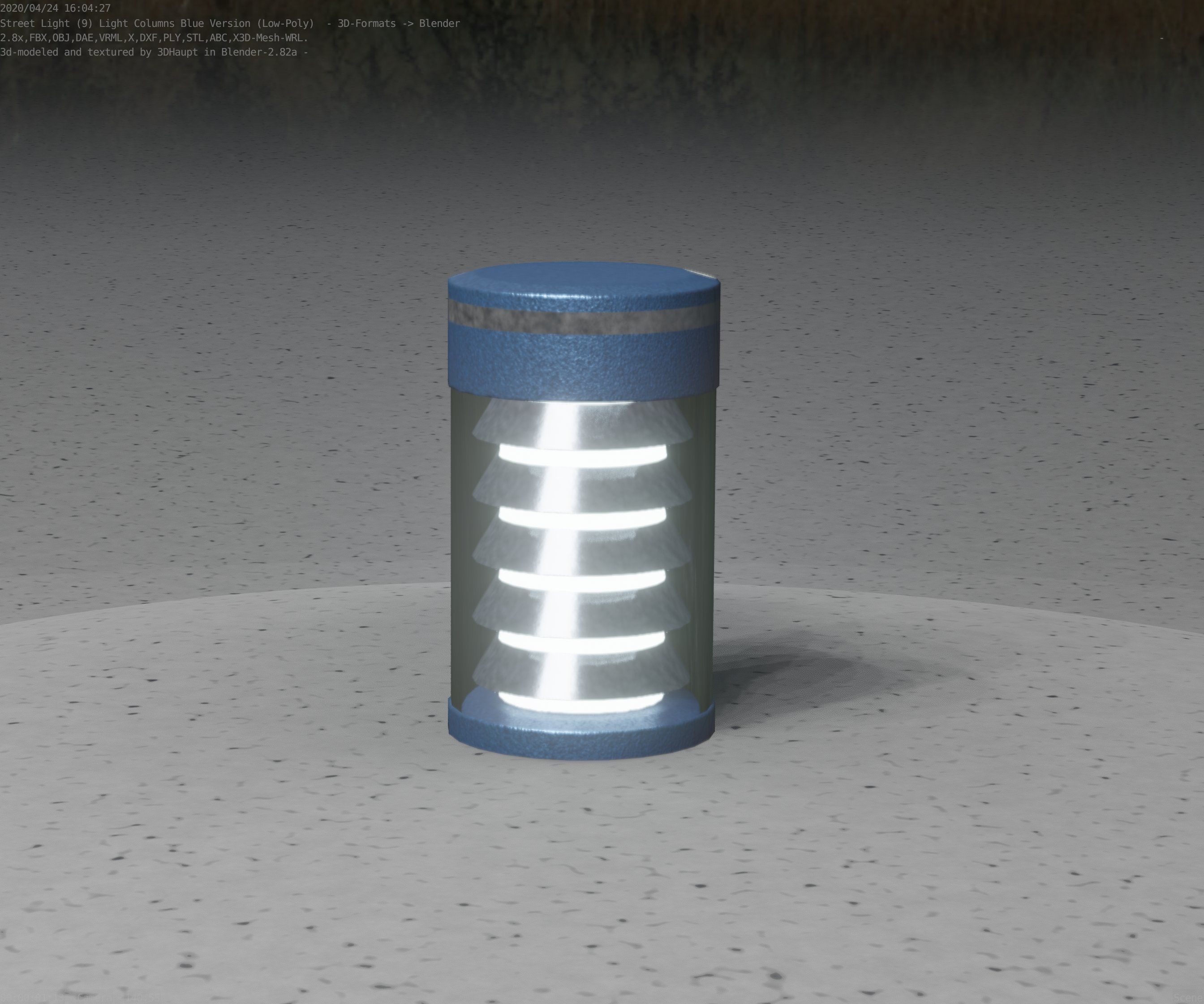 Low-Poly Blue Light Column 1 - Street Light Set-9 Low-poly 3D model_53