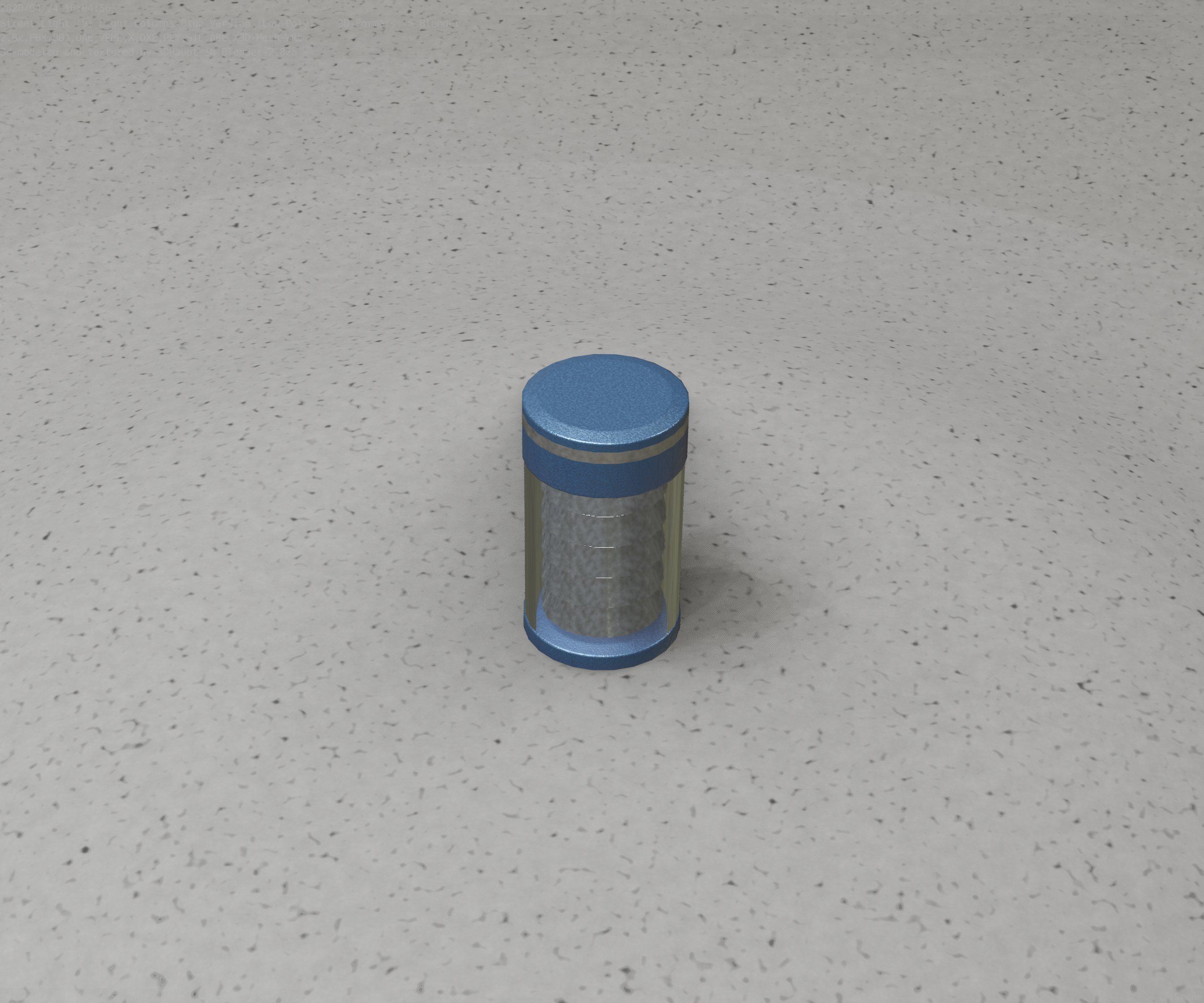 Low-Poly Blue Light Column 1 - Street Light Set-9 Low-poly 3D model_66