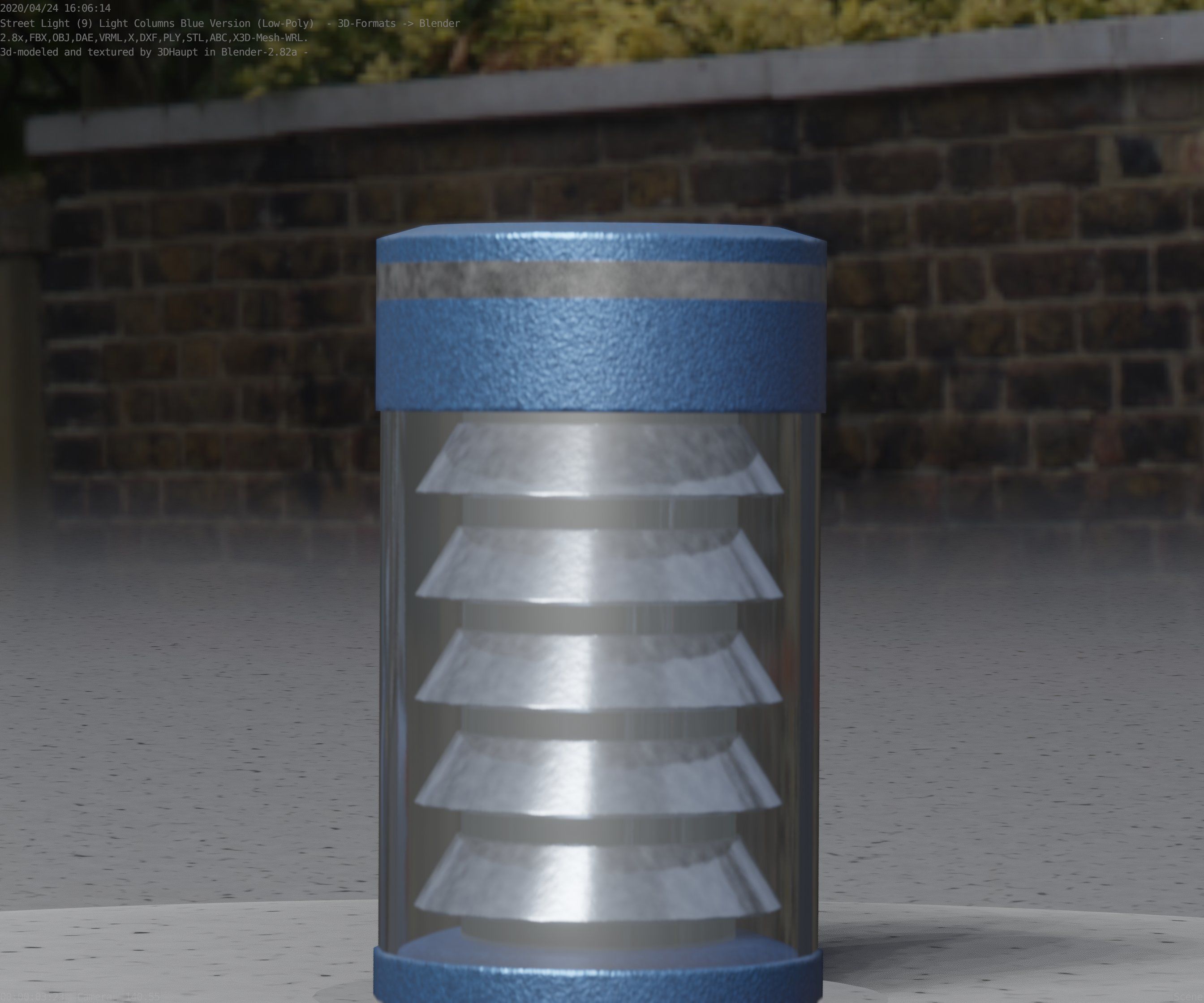 Low-Poly Blue Light Column 1 - Street Light Set-9 Low-poly 3D model_95