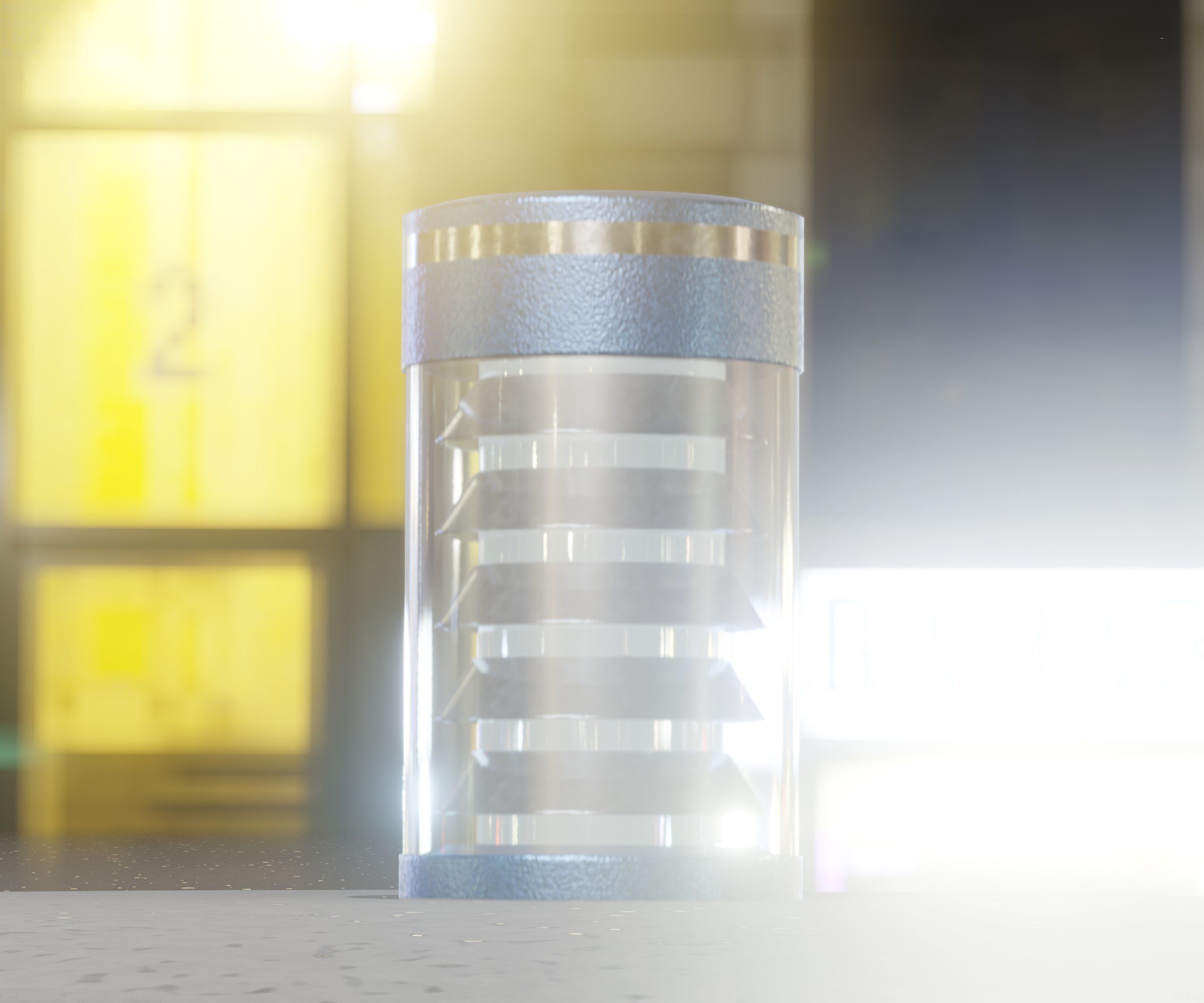 Low-Poly Blue Light Column 1 - Street Light Set-9 Low-poly 3D model_57