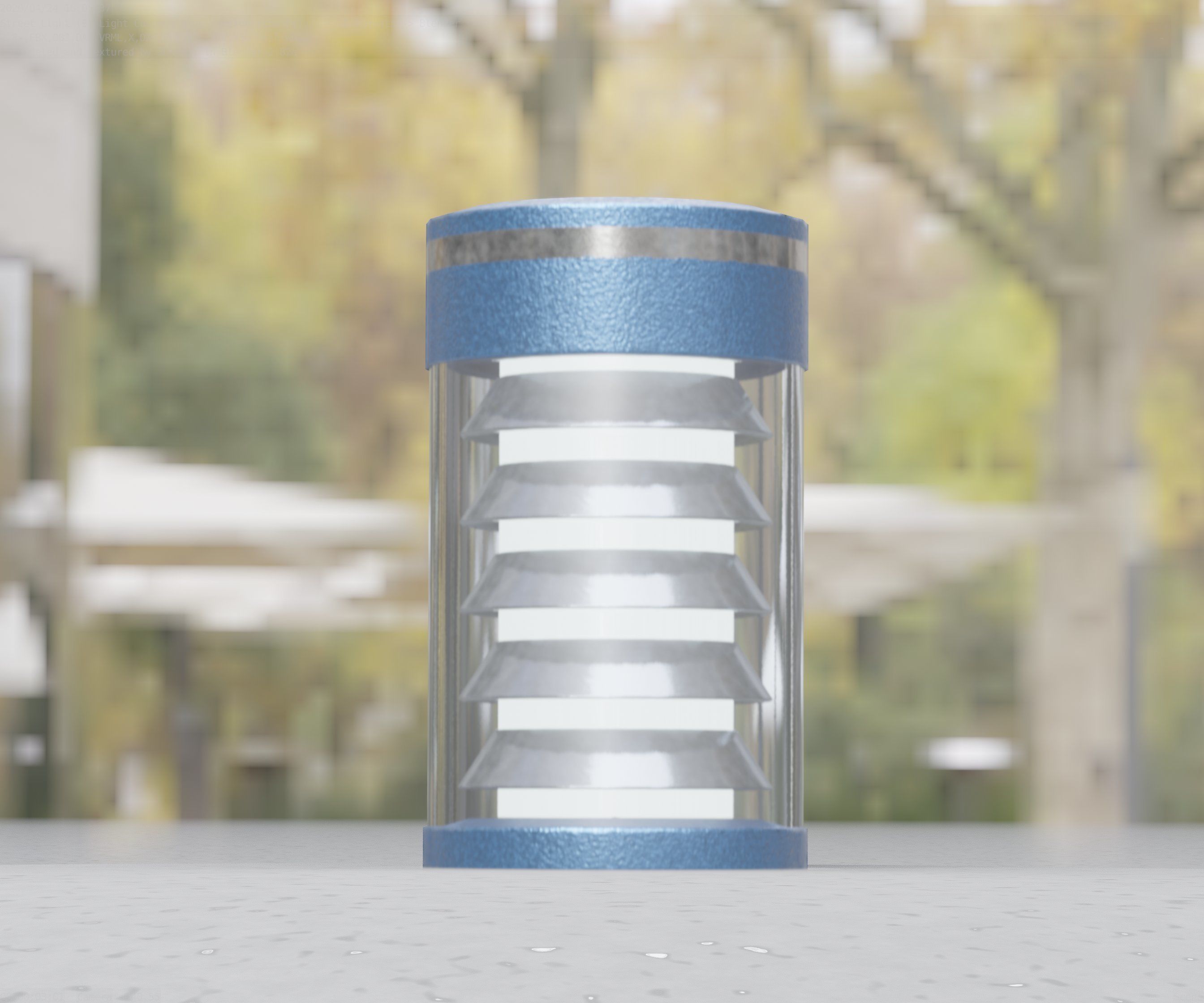 Low-Poly Blue Light Column 1 - Street Light Set-9 Low-poly 3D model_10