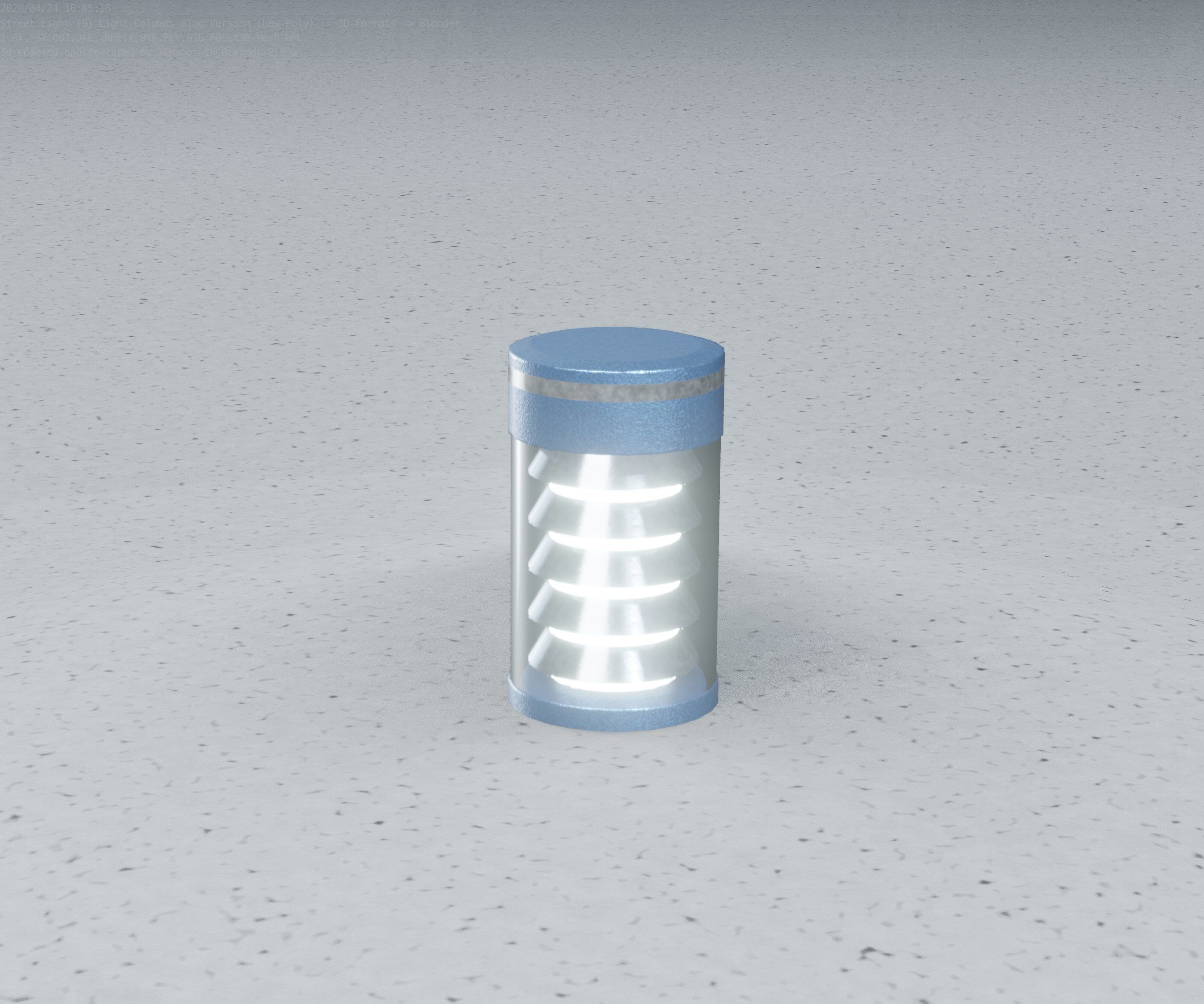 Low-Poly Blue Light Column 1 - Street Light Set-9 Low-poly 3D model_77