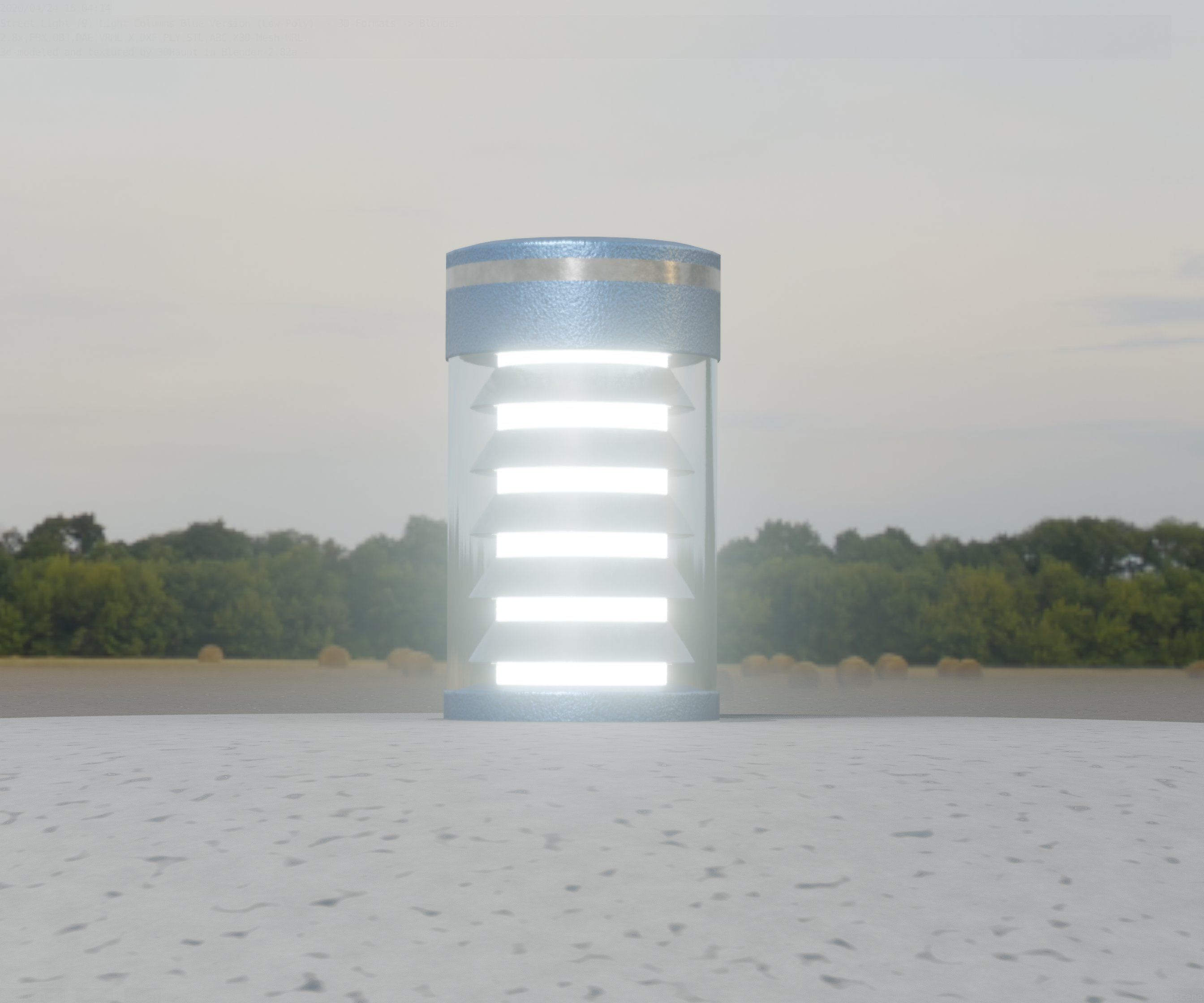 Low-Poly Blue Light Column 1 - Street Light Set-9 Low-poly 3D model_46