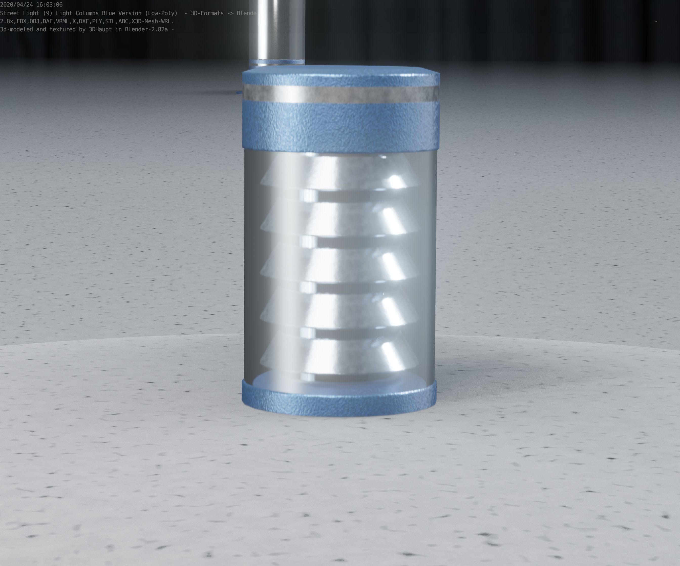 Low-Poly Blue Light Column 1 - Street Light Set-9 Low-poly 3D model_16