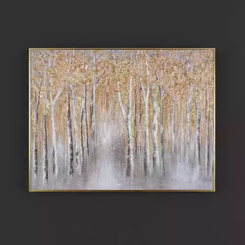 Pictures22 abstract painting of birch trees Low-poly 3D model