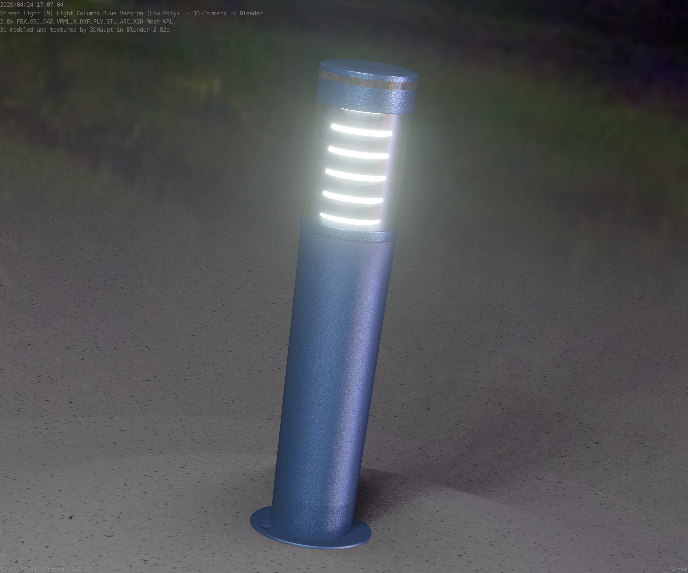 Low-Poly Blue Light Column 20 - Street Light Set-9 Low-poly 3D model_94