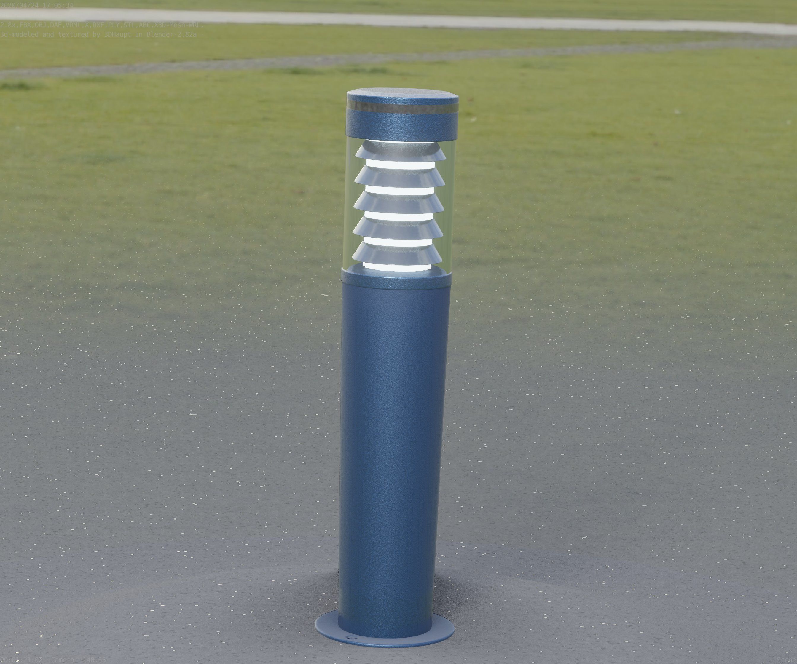 Low-Poly Blue Light Column 20 - Street Light Set-9 Low-poly 3D model_47