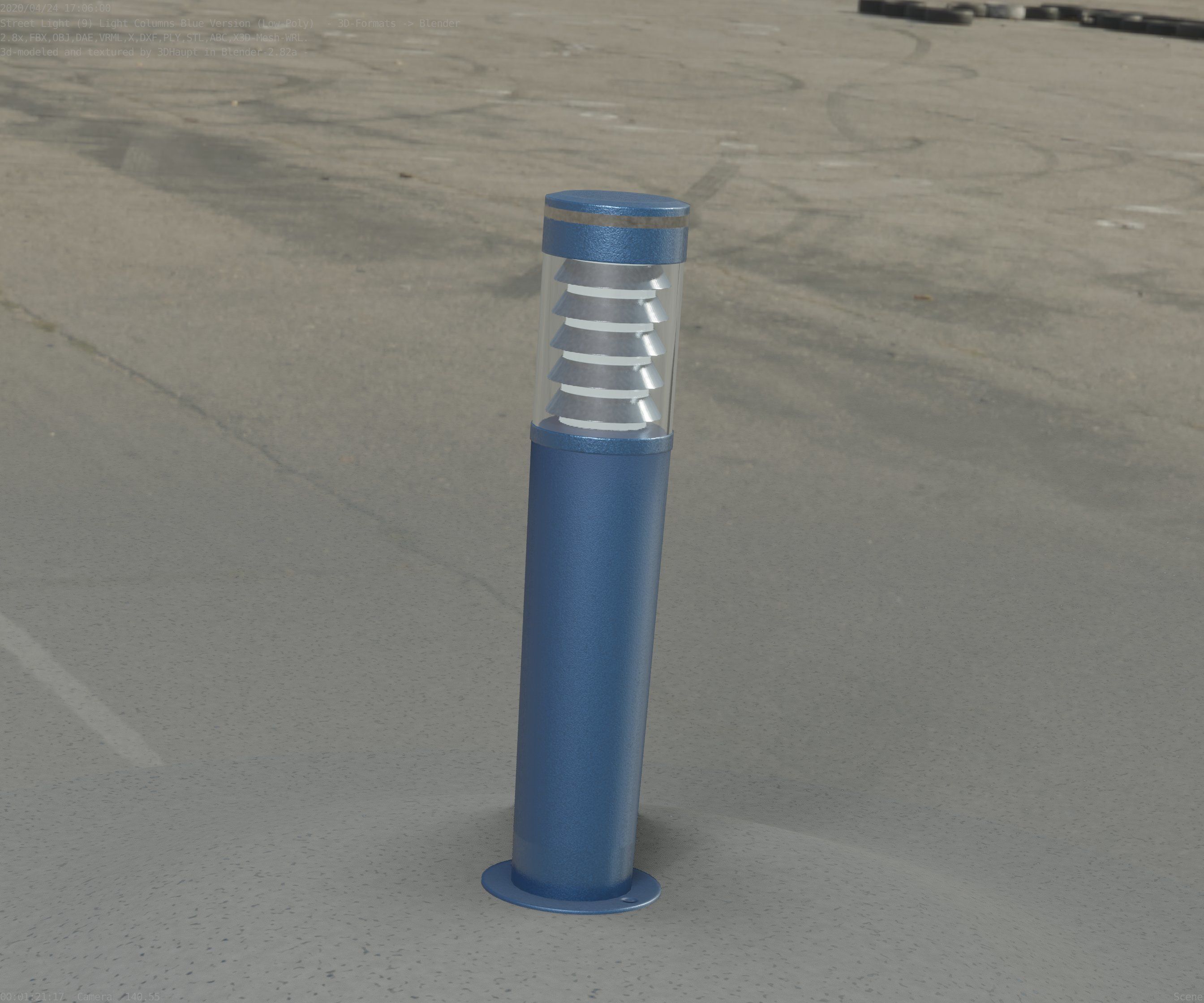 Low-Poly Blue Light Column 20 - Street Light Set-9 Low-poly 3D model_62