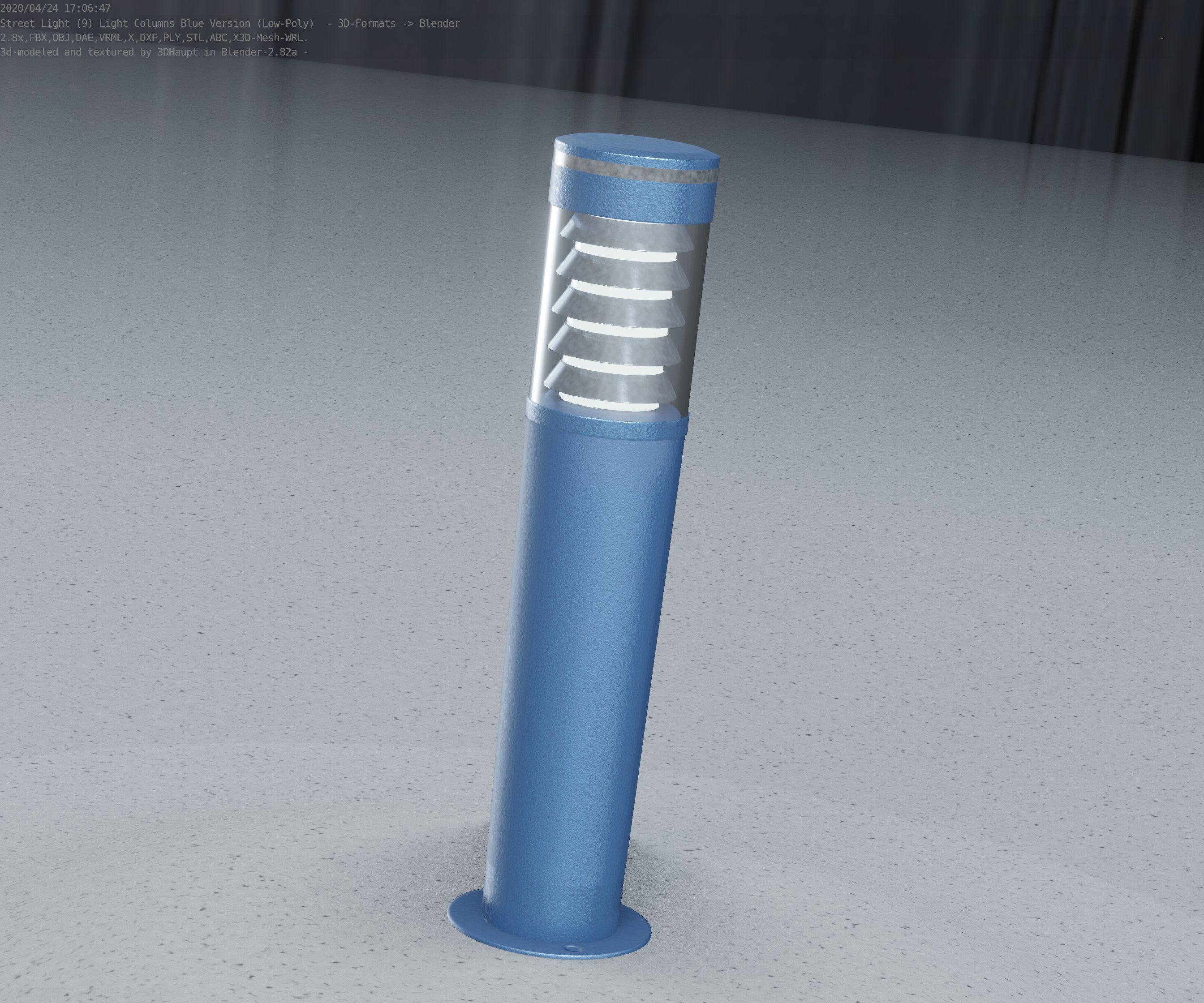 Low-Poly Blue Light Column 20 - Street Light Set-9 Low-poly 3D model_85