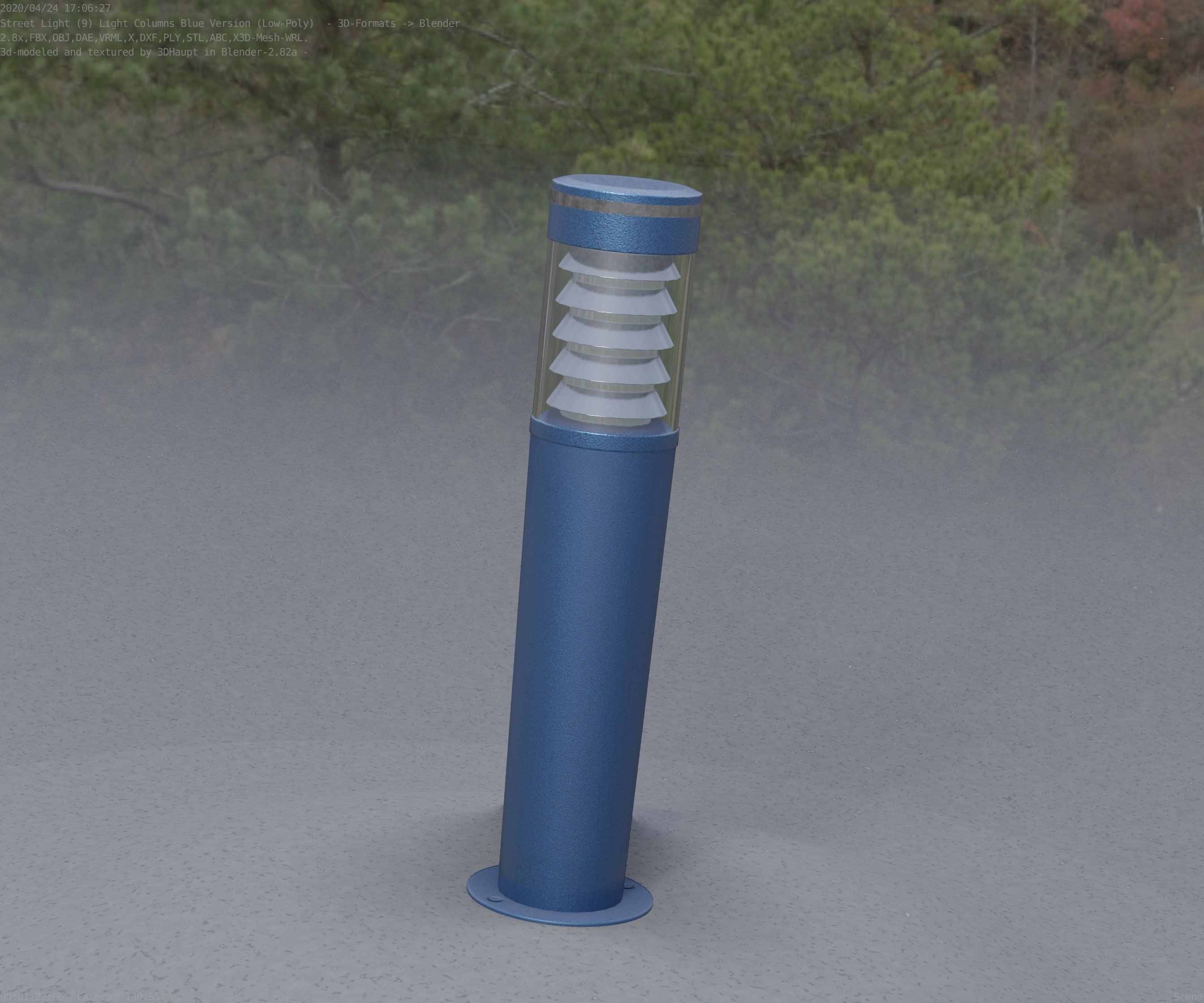 Low-Poly Blue Light Column 20 - Street Light Set-9 Low-poly 3D model_75