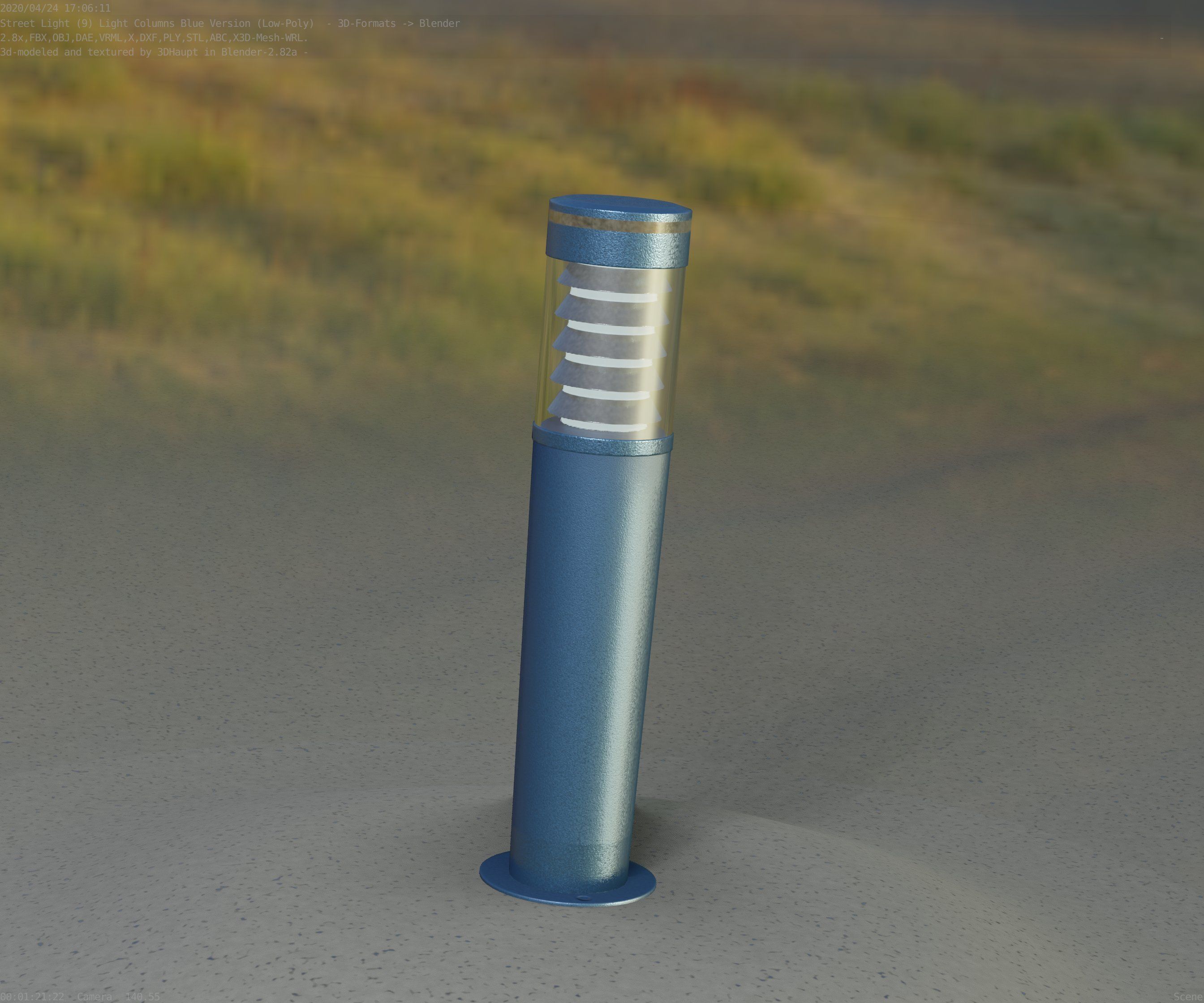 Low-Poly Blue Light Column 20 - Street Light Set-9 Low-poly 3D model_67