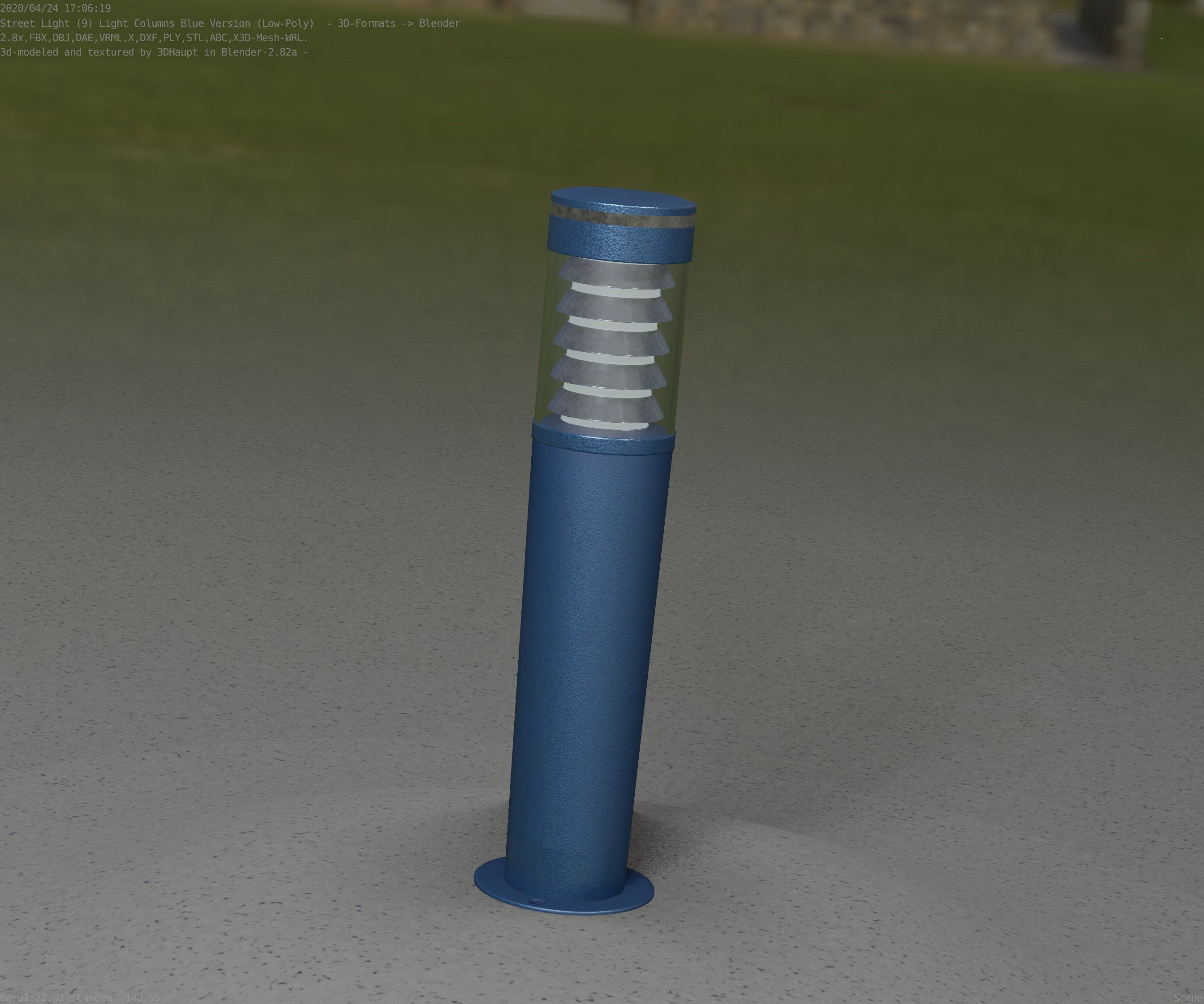 Low-Poly Blue Light Column 20 - Street Light Set-9 Low-poly 3D model_71