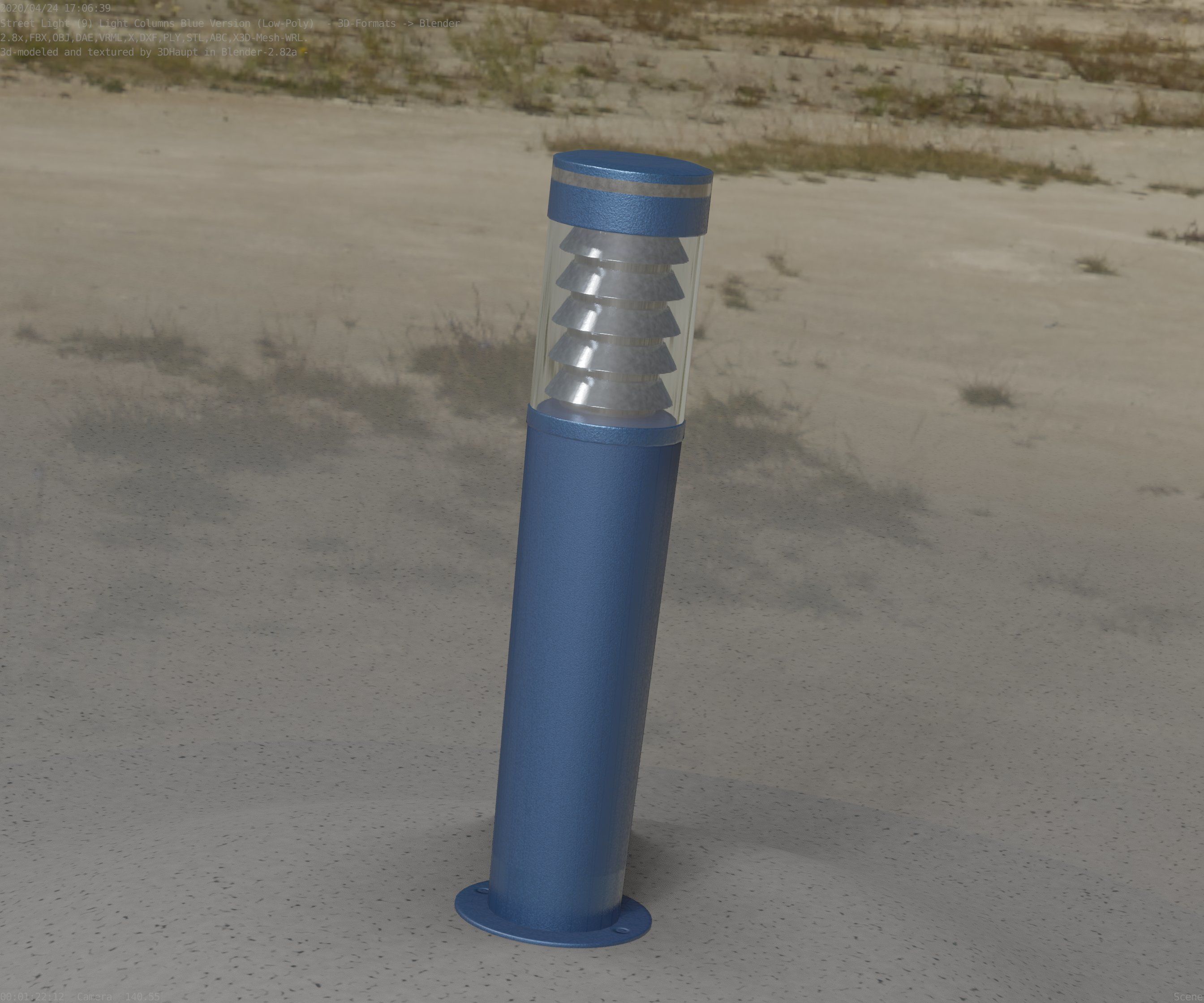 Low-Poly Blue Light Column 20 - Street Light Set-9 Low-poly 3D model_81