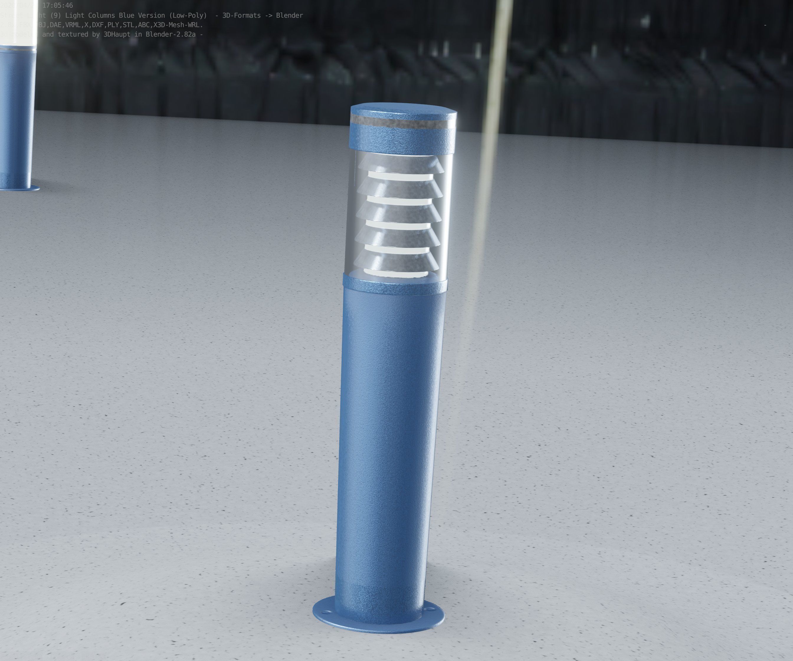 Low-Poly Blue Light Column 20 - Street Light Set-9 Low-poly 3D model_54