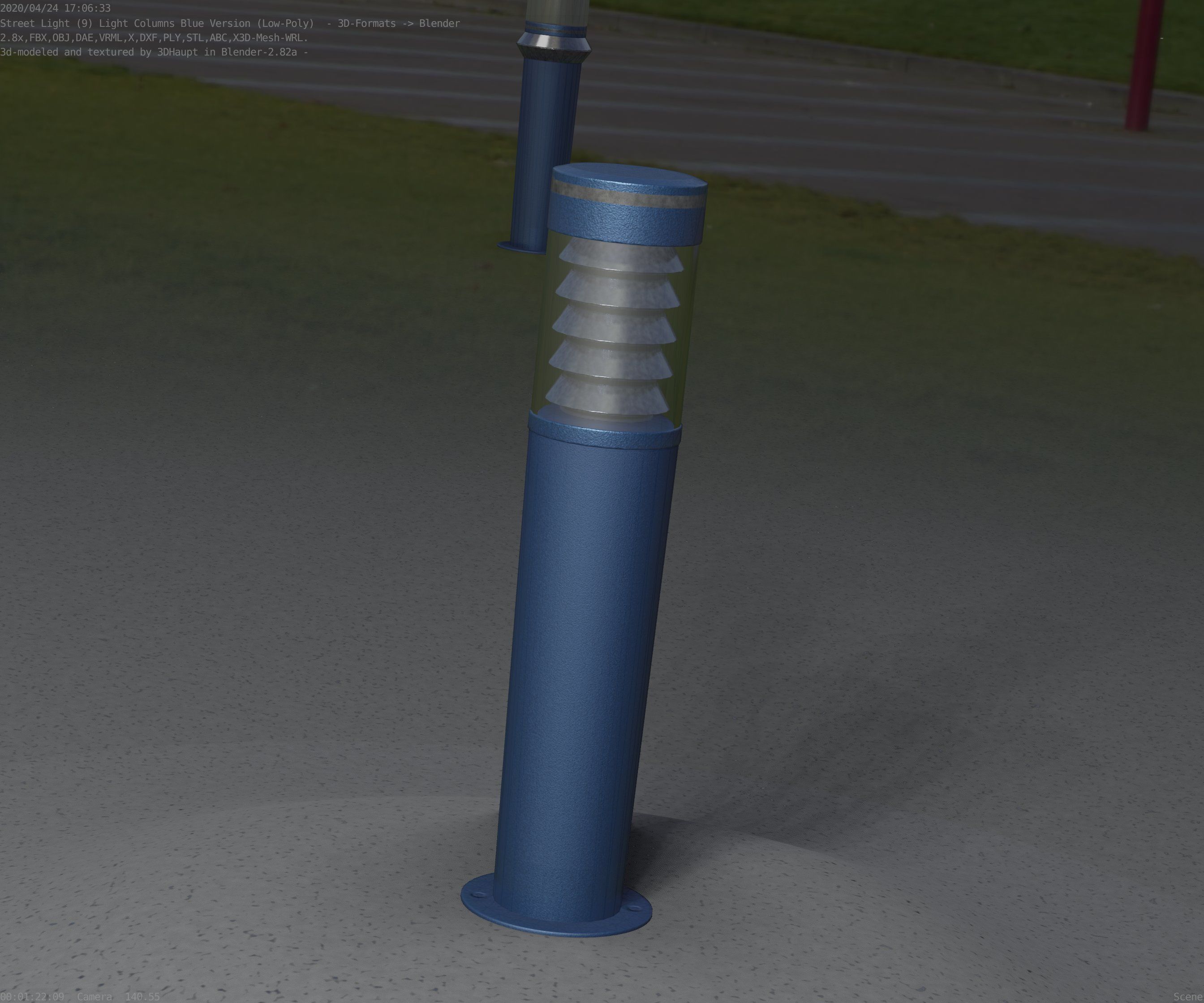Low-Poly Blue Light Column 20 - Street Light Set-9 Low-poly 3D model_78