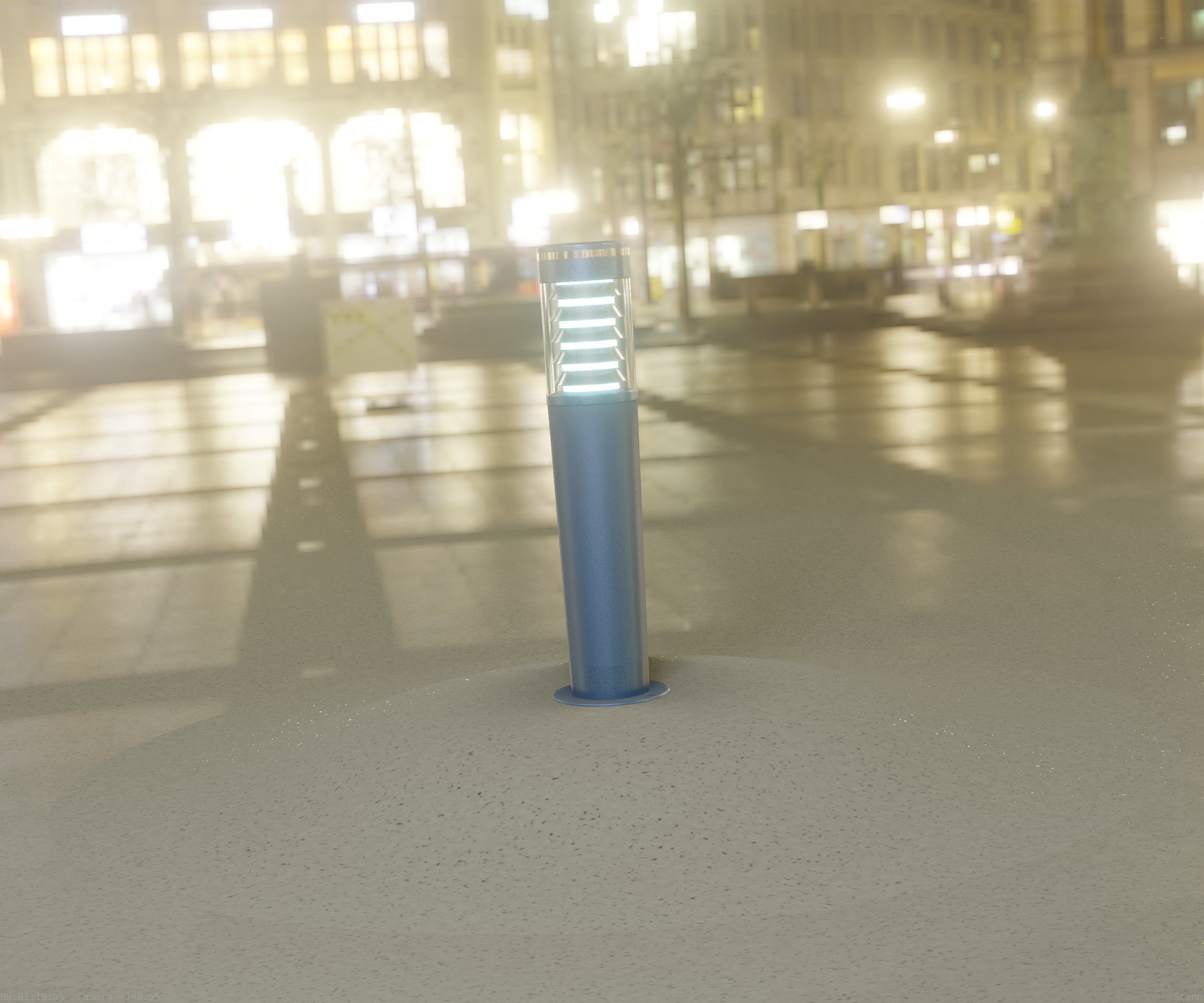 Low-Poly Blue Light Column 20 - Street Light Set-9 Low-poly 3D model_13