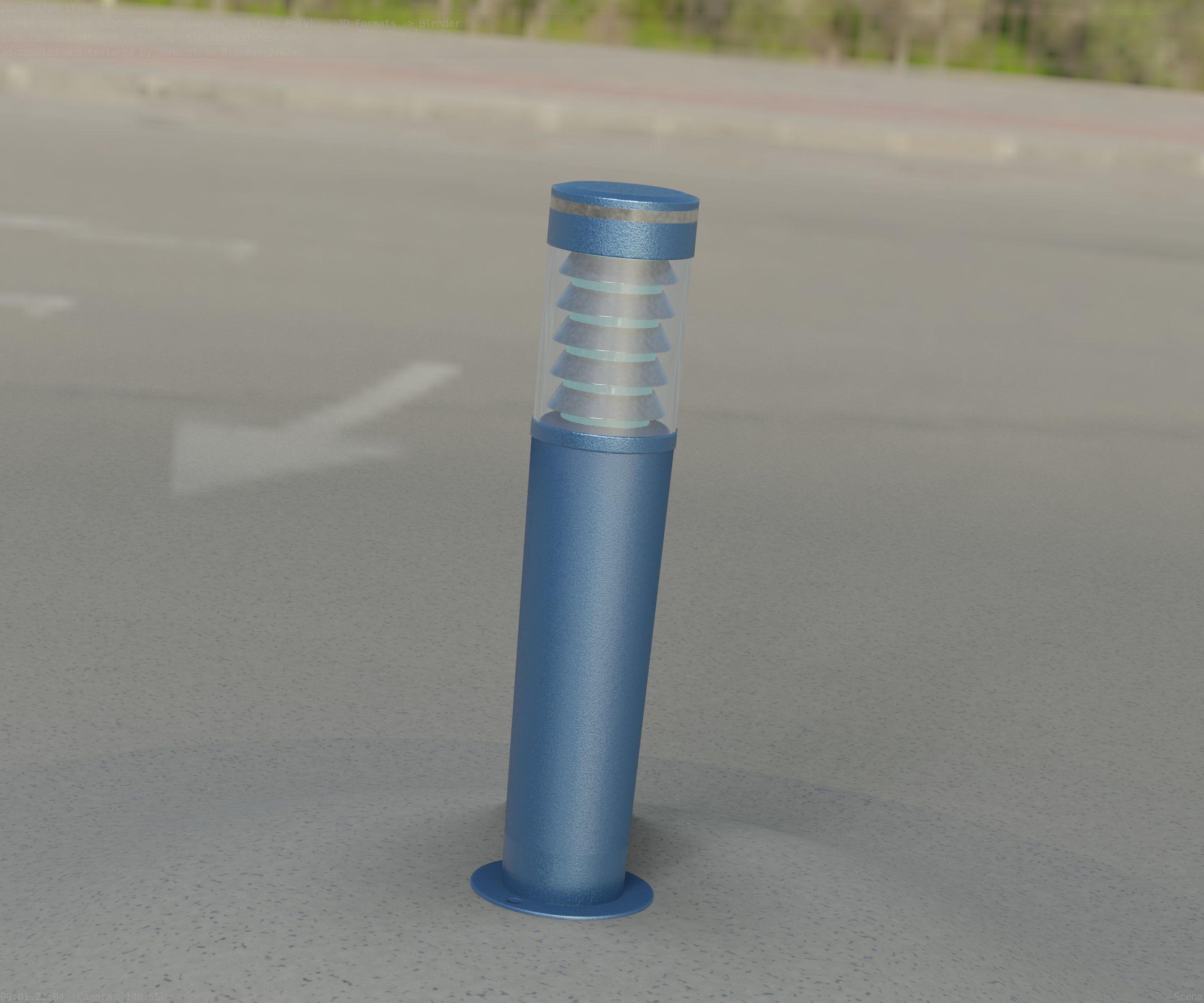 Low-Poly Blue Light Column 20 - Street Light Set-9 Low-poly 3D model_73