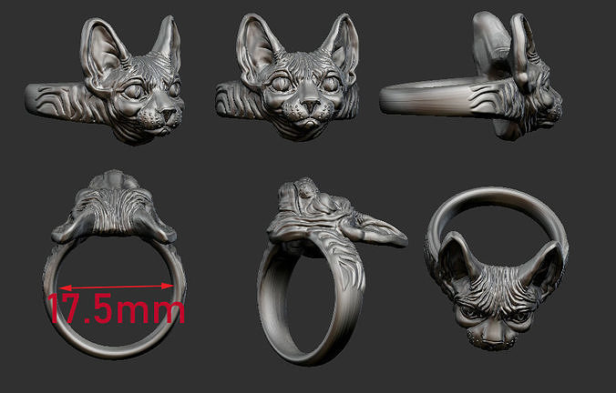 cat sphinx ring 3 FILES 3D print model