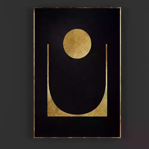 Pictures25 gold circle poster - gold wall art Low-poly 3D model