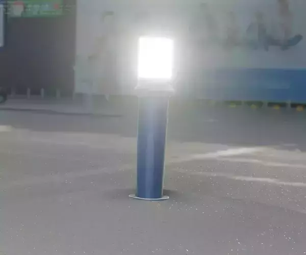 Low-Poly Blue Light Column 21 - Street Light Set-9 Low-poly 3D model