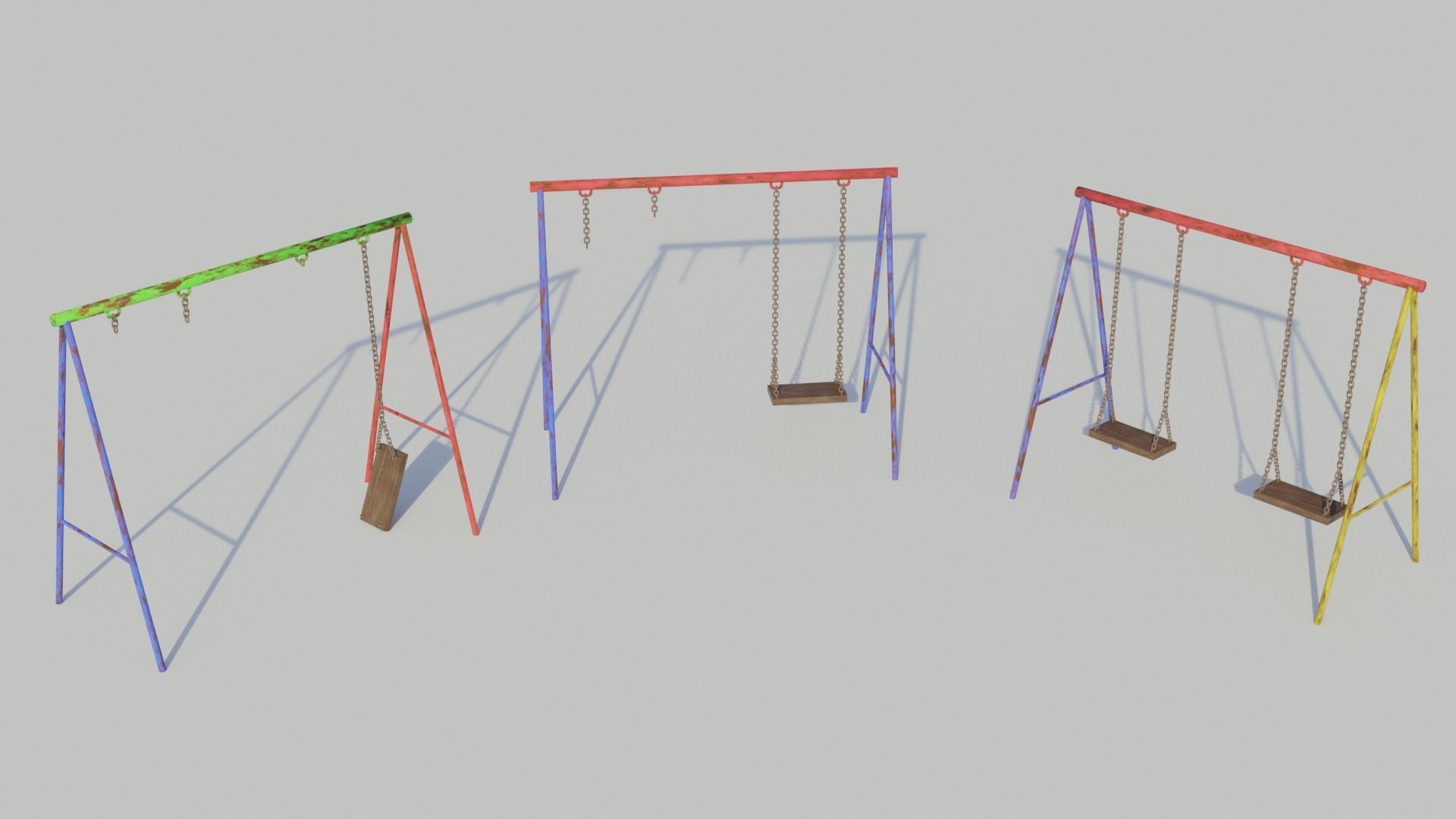 Old Playground Equipment - Low-poly PBR Low-poly 3D model_7