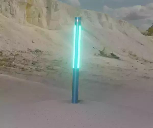Low-Poly Blue Light Column 22 - Street Light Set-9 Low-poly 3D model