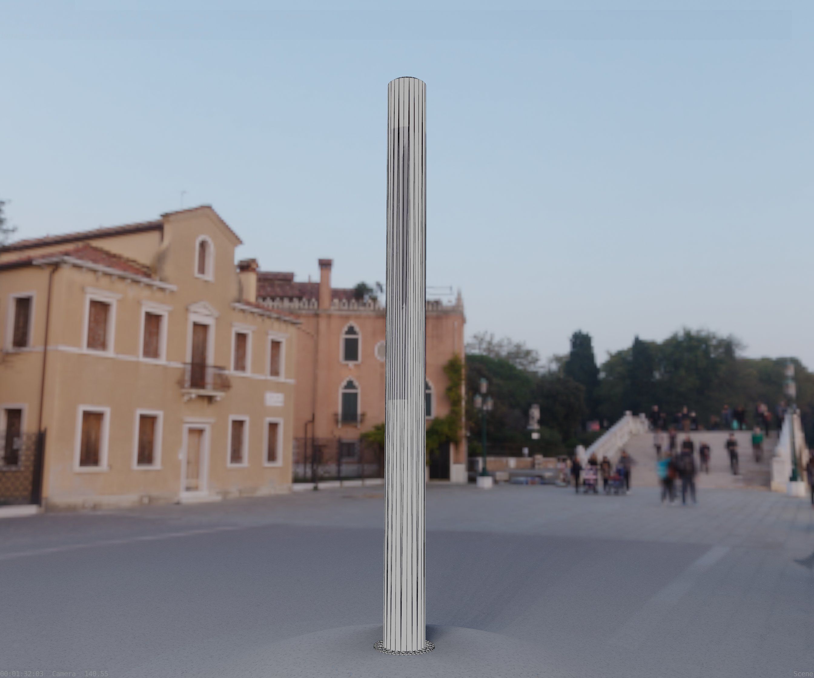 Low-Poly Blue Light Column 23 - Street Light Set-9 Low-poly 3D model_17