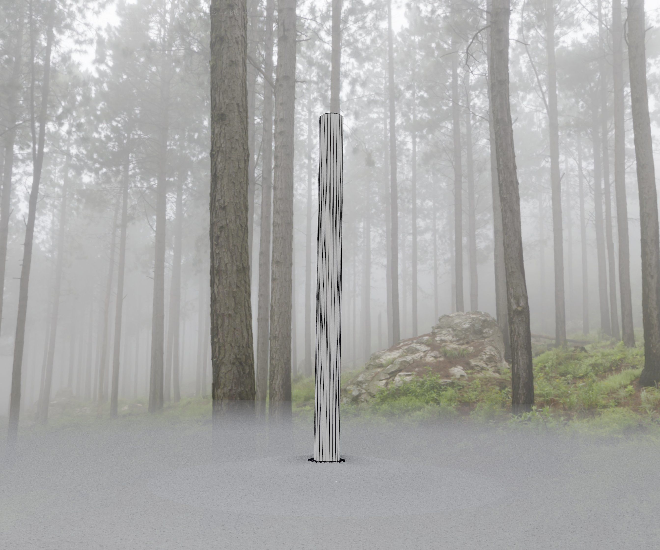 Low-Poly Blue Light Column 23 - Street Light Set-9 Low-poly 3D model_82