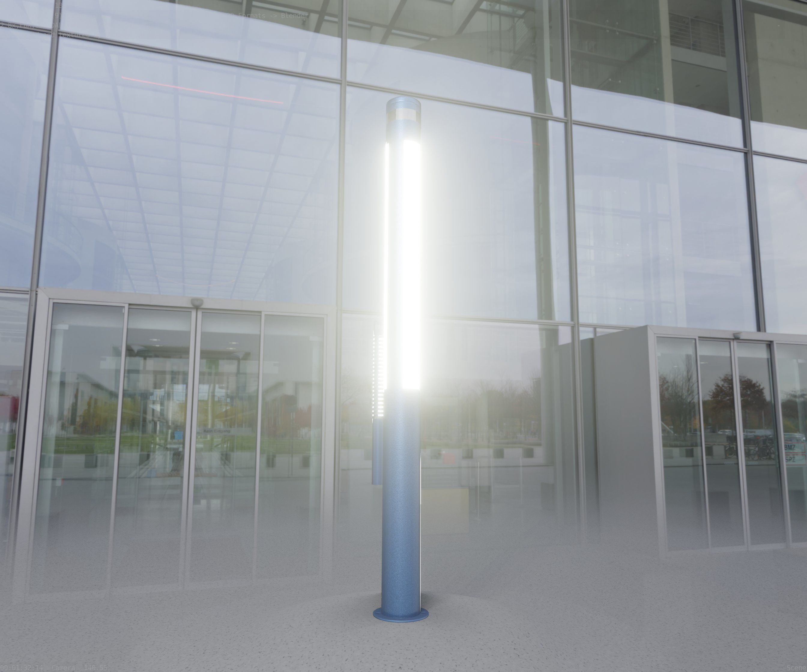 Low-Poly Blue Light Column 23 - Street Light Set-9 Low-poly 3D model_28